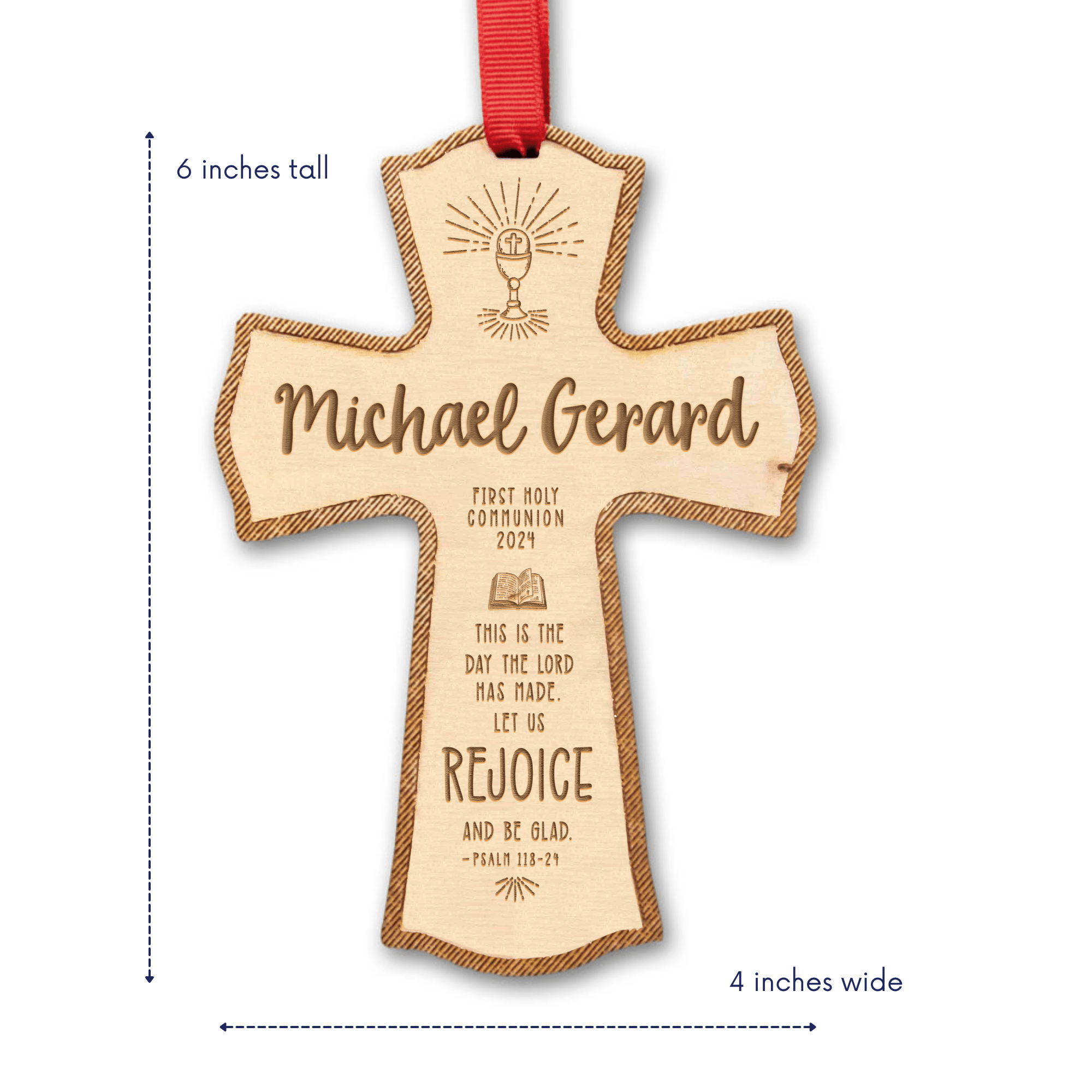 First Holy Communion Wood Cross Ornament - Firefly Wishes