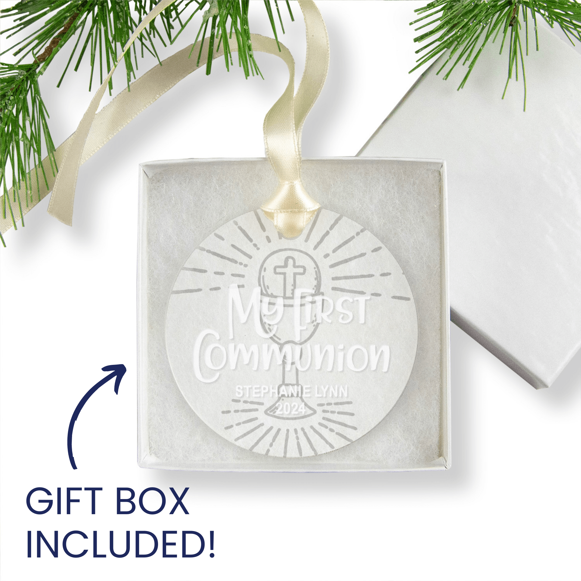 My First Communion Acrylic Christmas Ornament (Radiant Eucharist) - Firefly Wishes