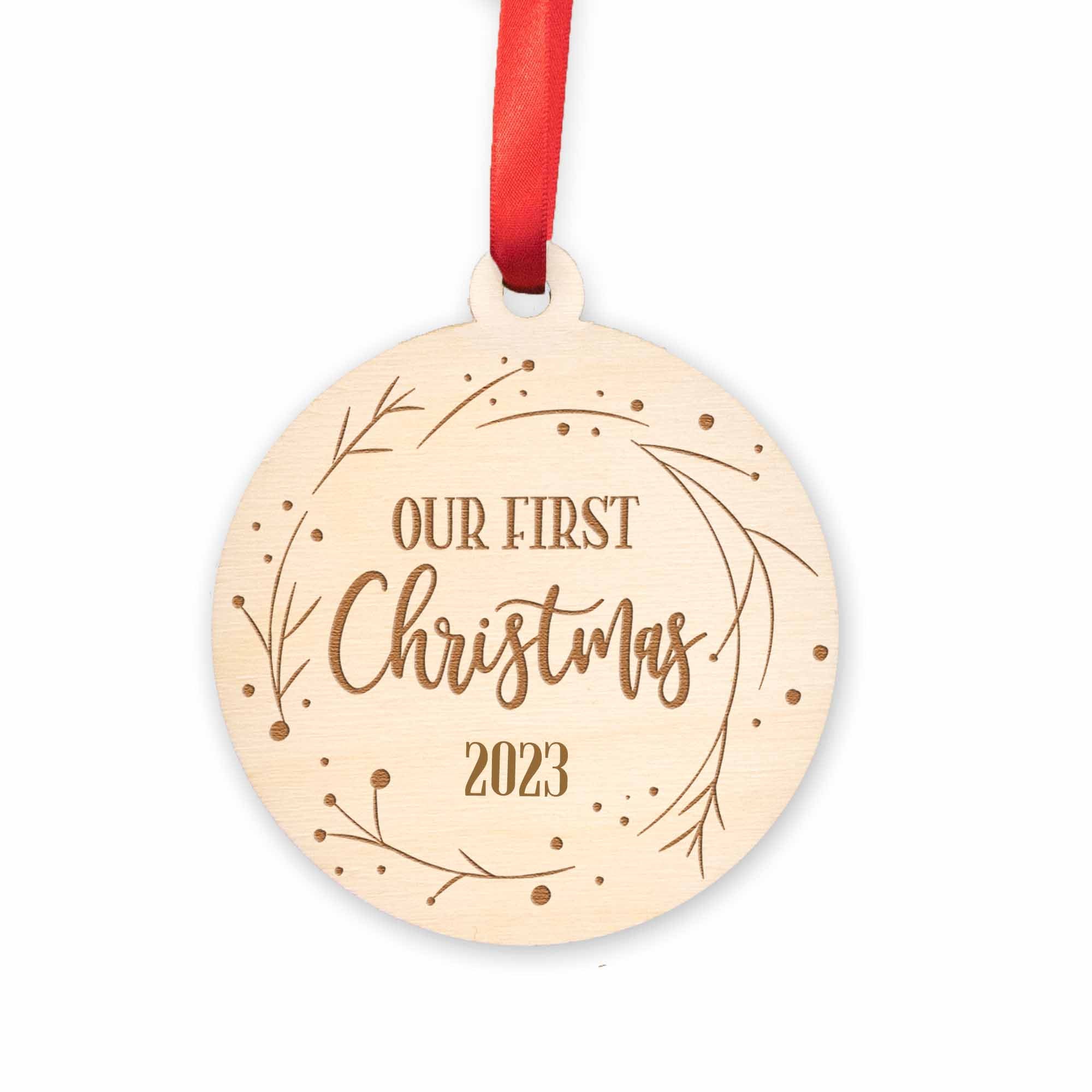 Our First Christmas Married Wood Christmas Ornament