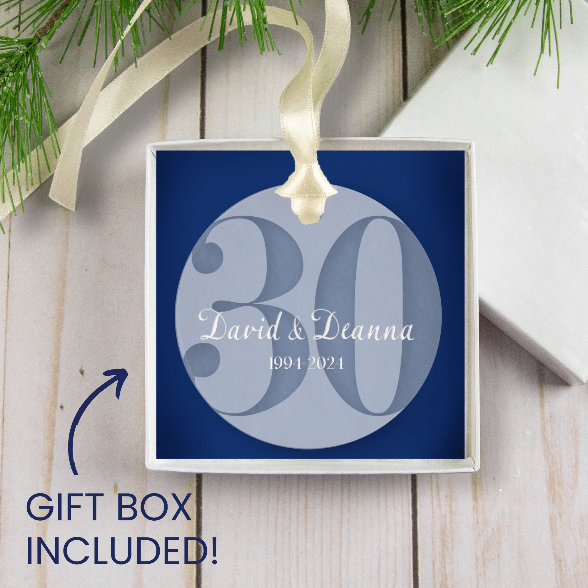 Personalized 30th Wedding Anniversary Ornament - Thirty Year Anniversary Gift - Engraved Acrylic Christmas Keepsake - Firefly Wishes