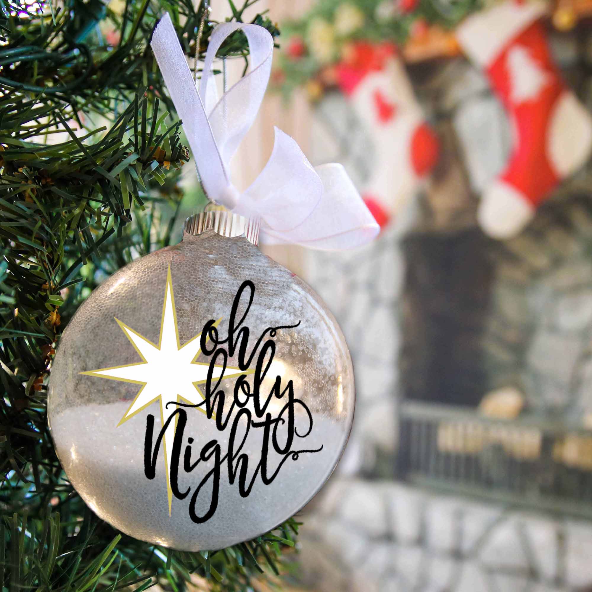 Oh Holy Night Glitter Christmas Ornament - Firefly Wishes