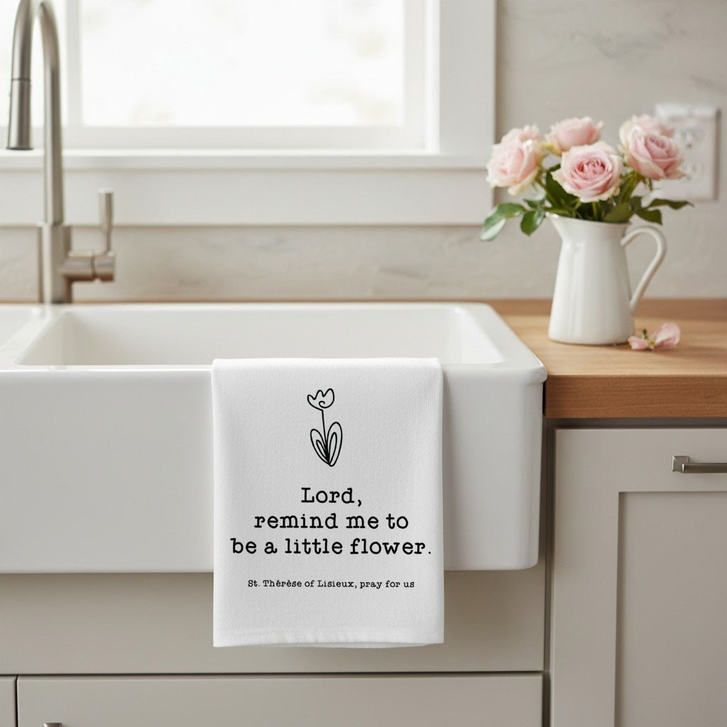 Little Flower Kitchen Towel — St. Thérèse of Lisieux - Firefly Wishes