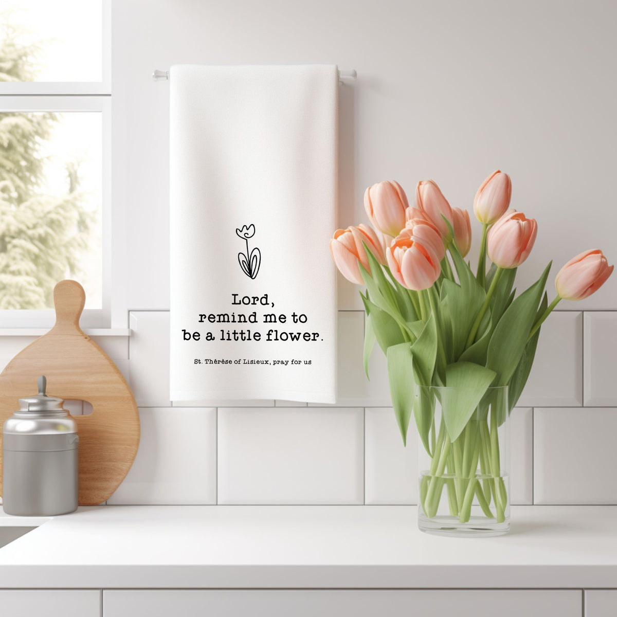 Little Flower Kitchen Towel — St. Thérèse of Lisieux