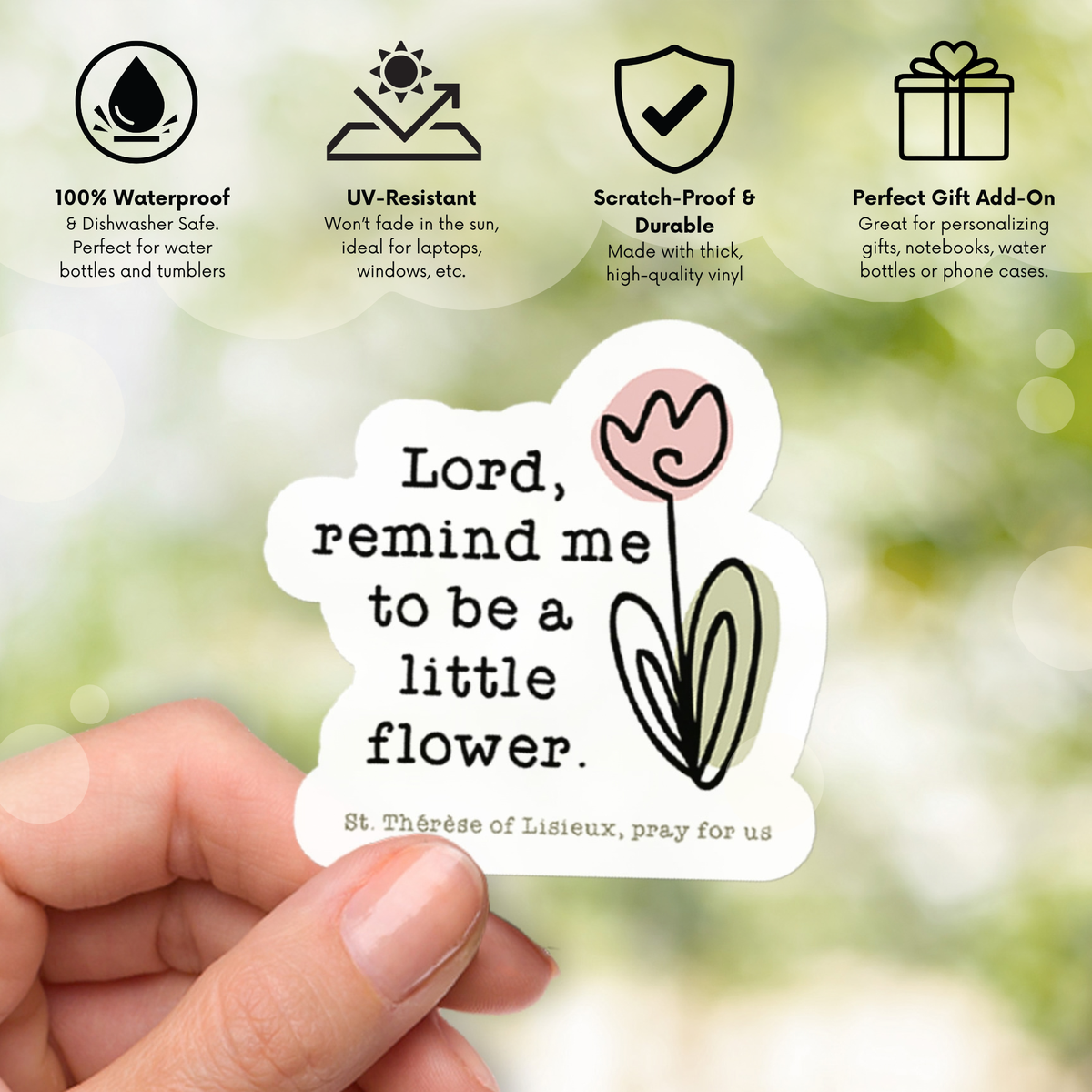St. Thérèse of Lisieux Catholic Vinyl Waterproof Sticker