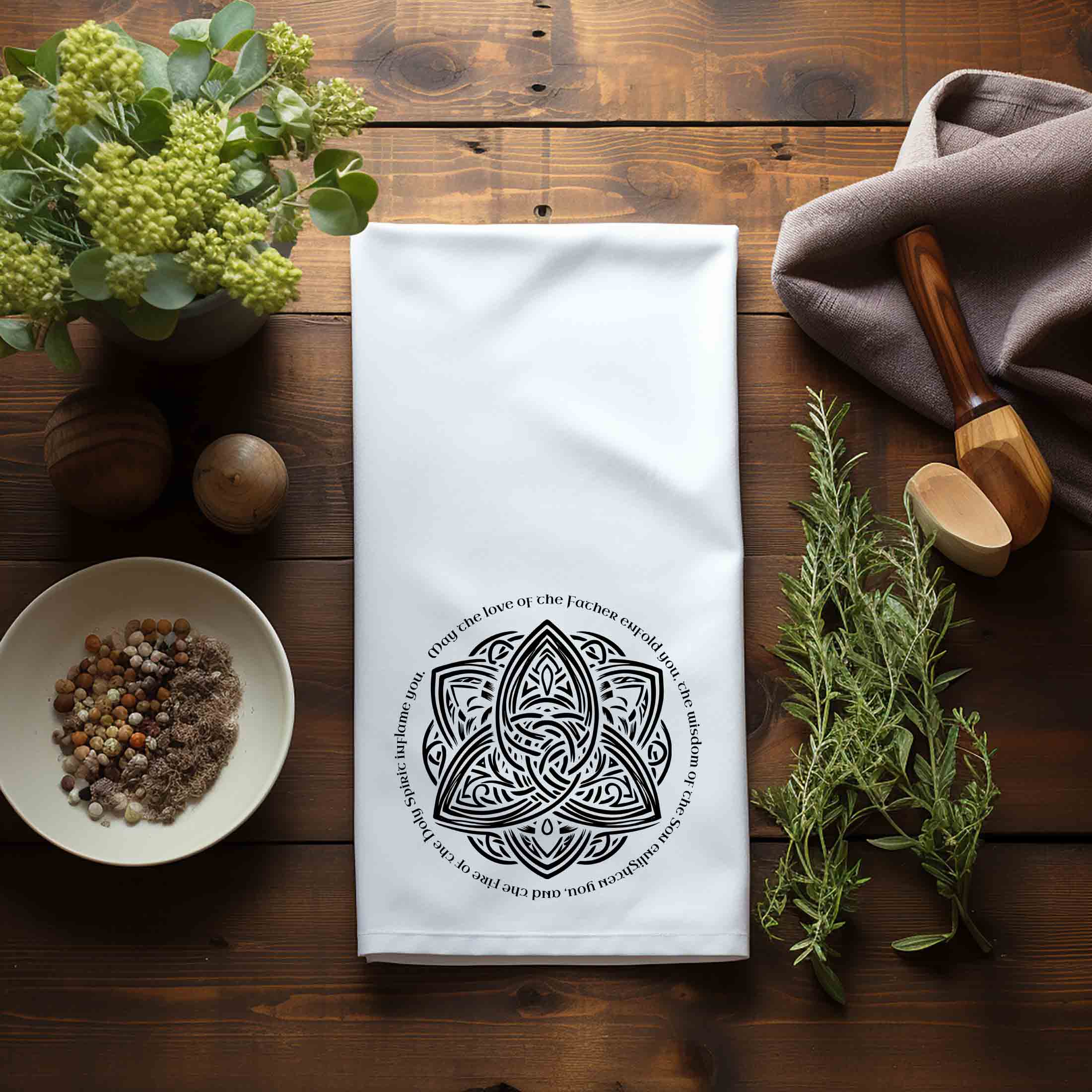 Trinity Knot Celtic Kitchen Towel, Irish Blessing Tea Towel - Firefly Wishes
