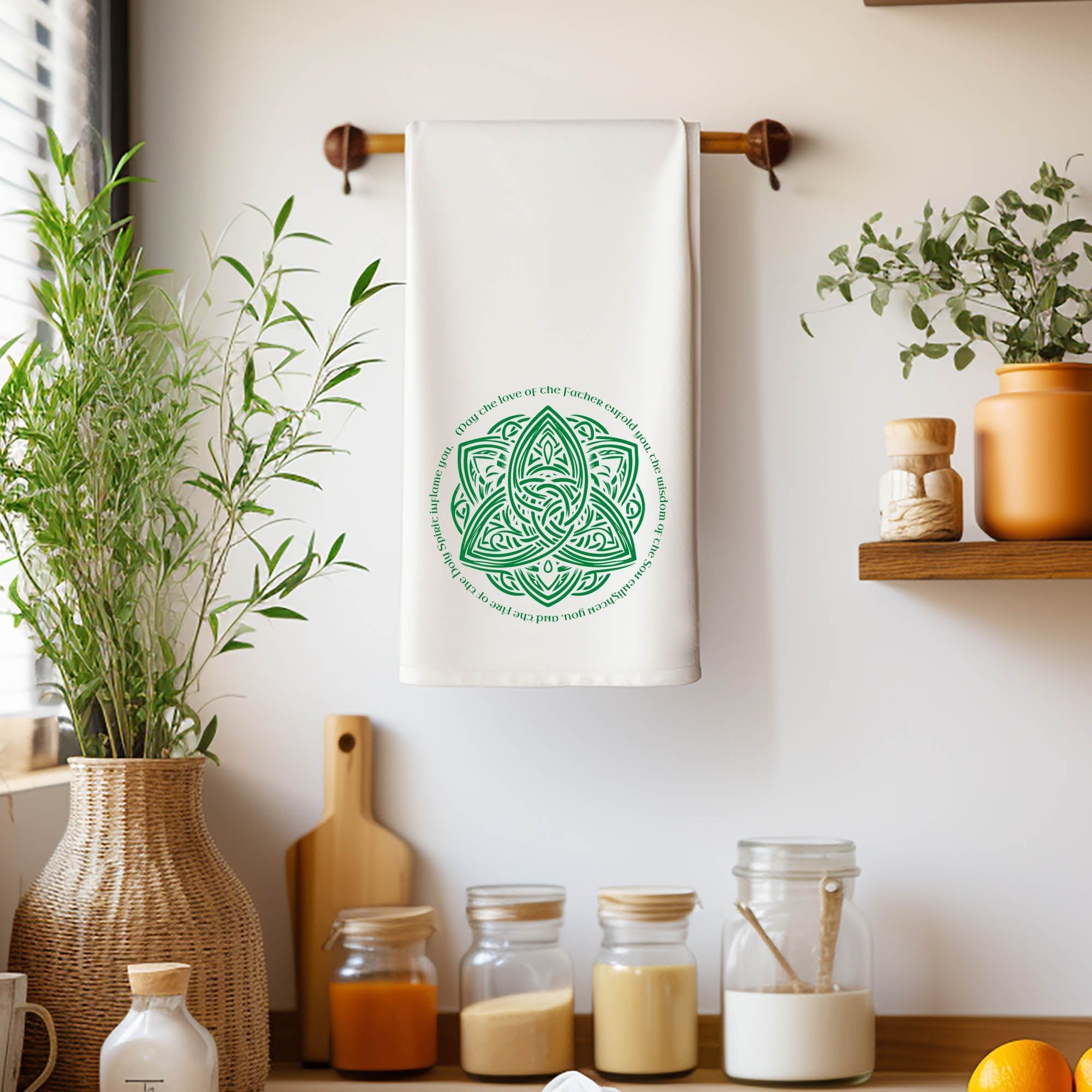 Trinity Knot Celtic Kitchen Towel, Irish Blessing Tea Towel - Firefly Wishes