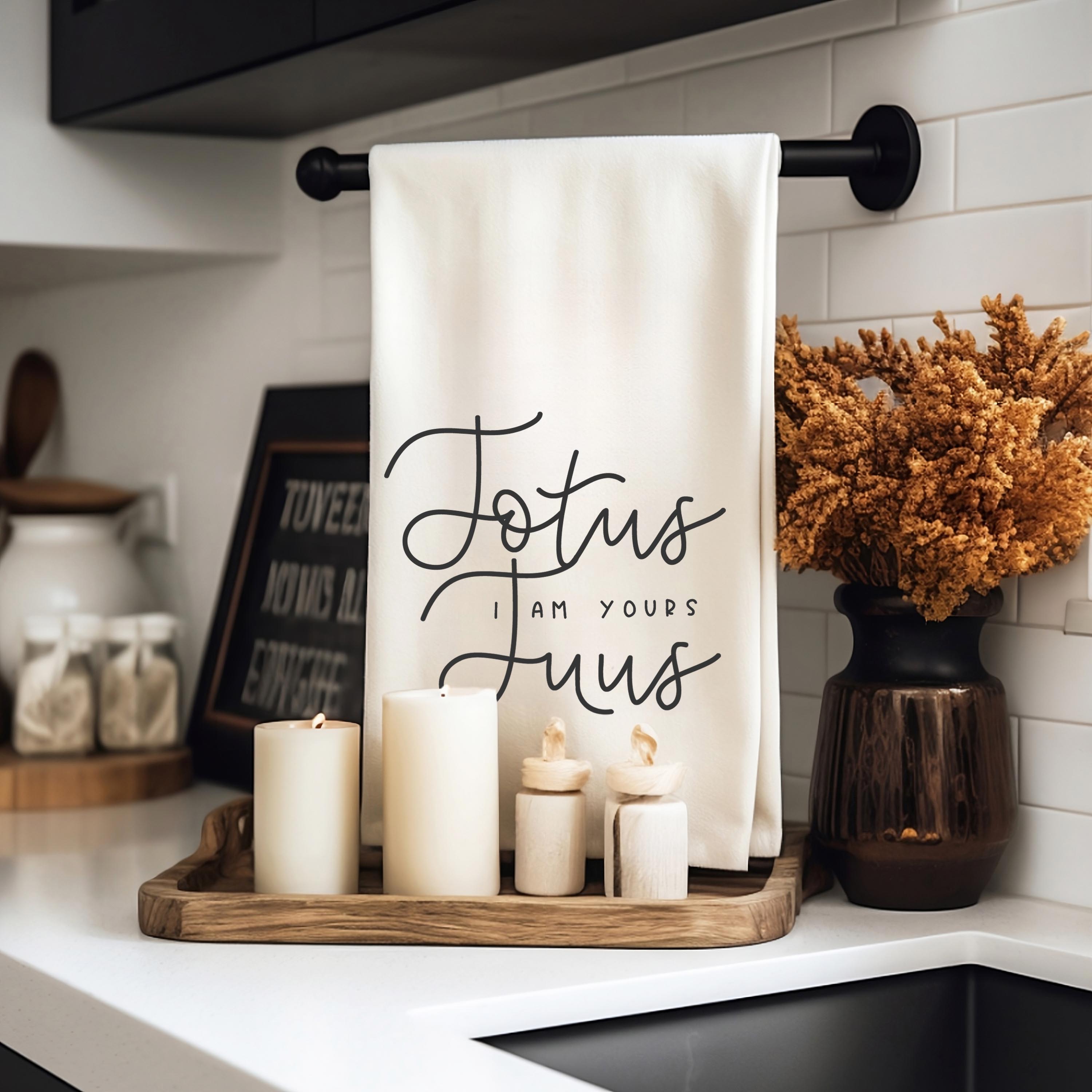 Totus Tuus Catholic Kitchen Towel – Catholic Motto & Marian Devotion - Firefly Wishes