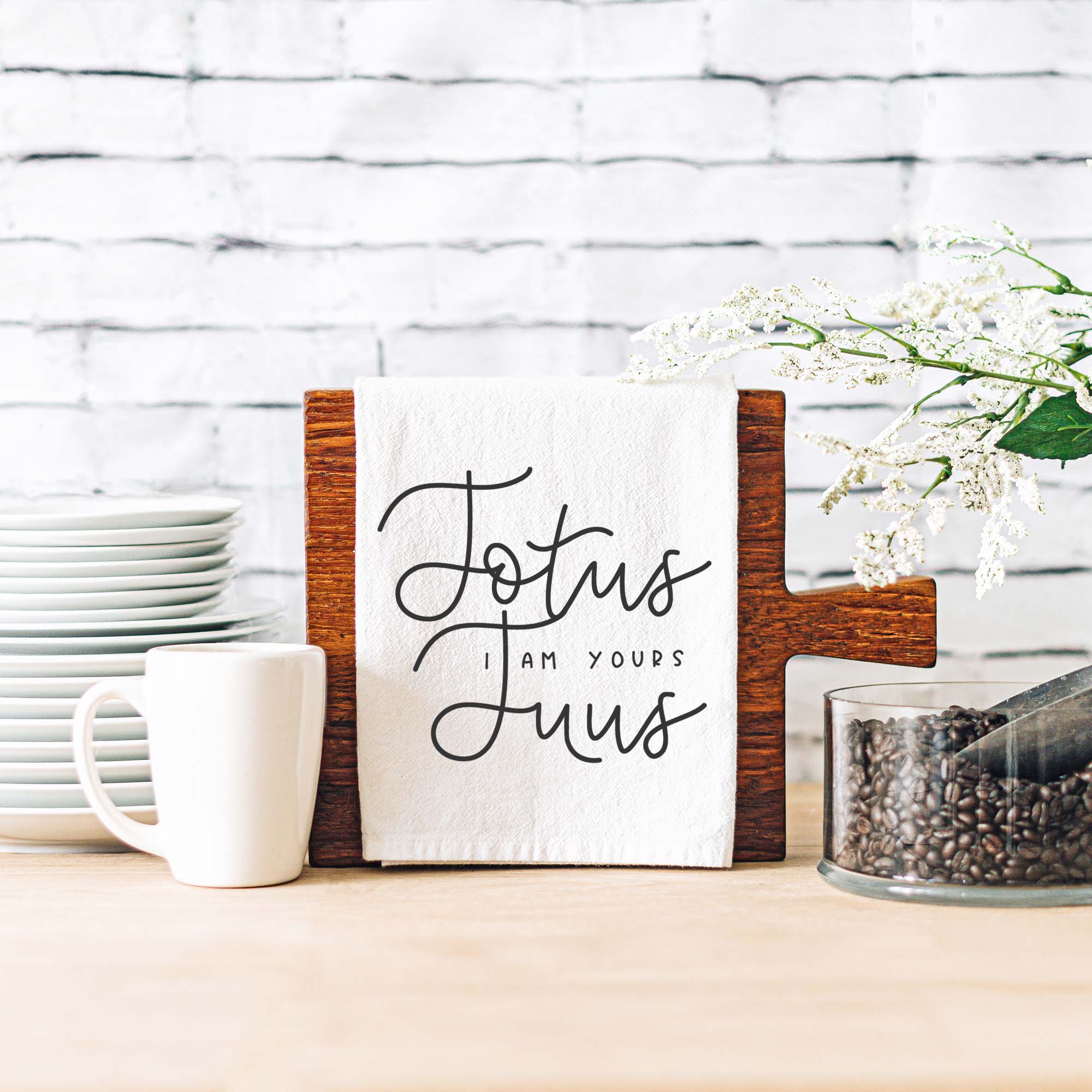 Totus Tuus Catholic Kitchen Towel – Catholic Motto & Marian Devotion - Firefly Wishes