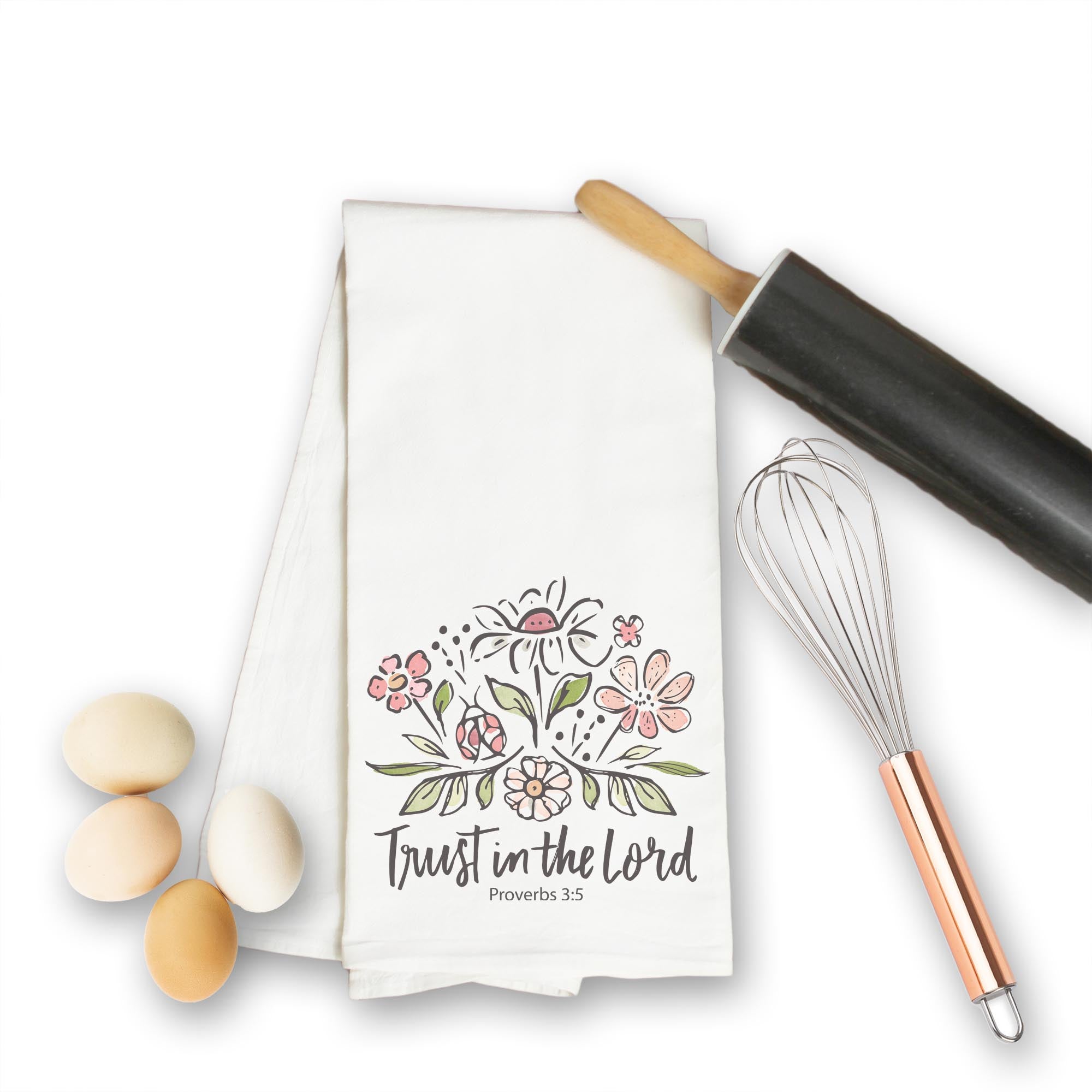 Trust in the Lord – Christian Flour Sack Kitchen Towel (Proverbs 3:5)