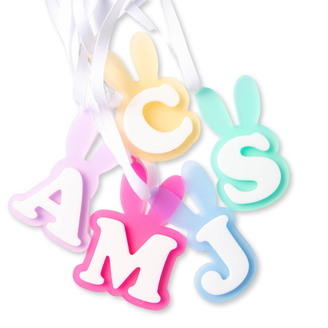 Easter Basket Name Tags, Bunny Ear Monogram Ornament, Personalized Easter Decoration