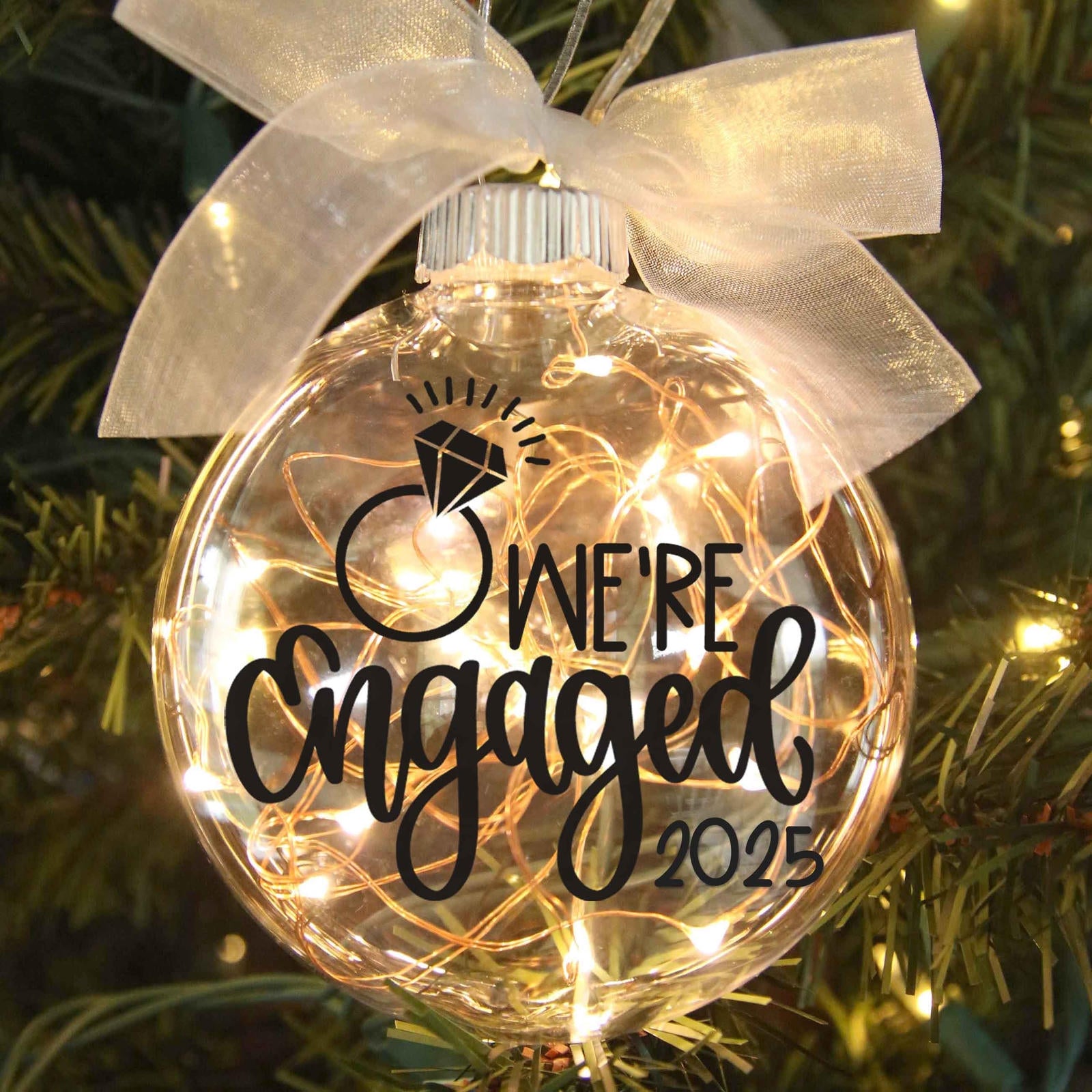 Engagement Lighted Christmas Ornament