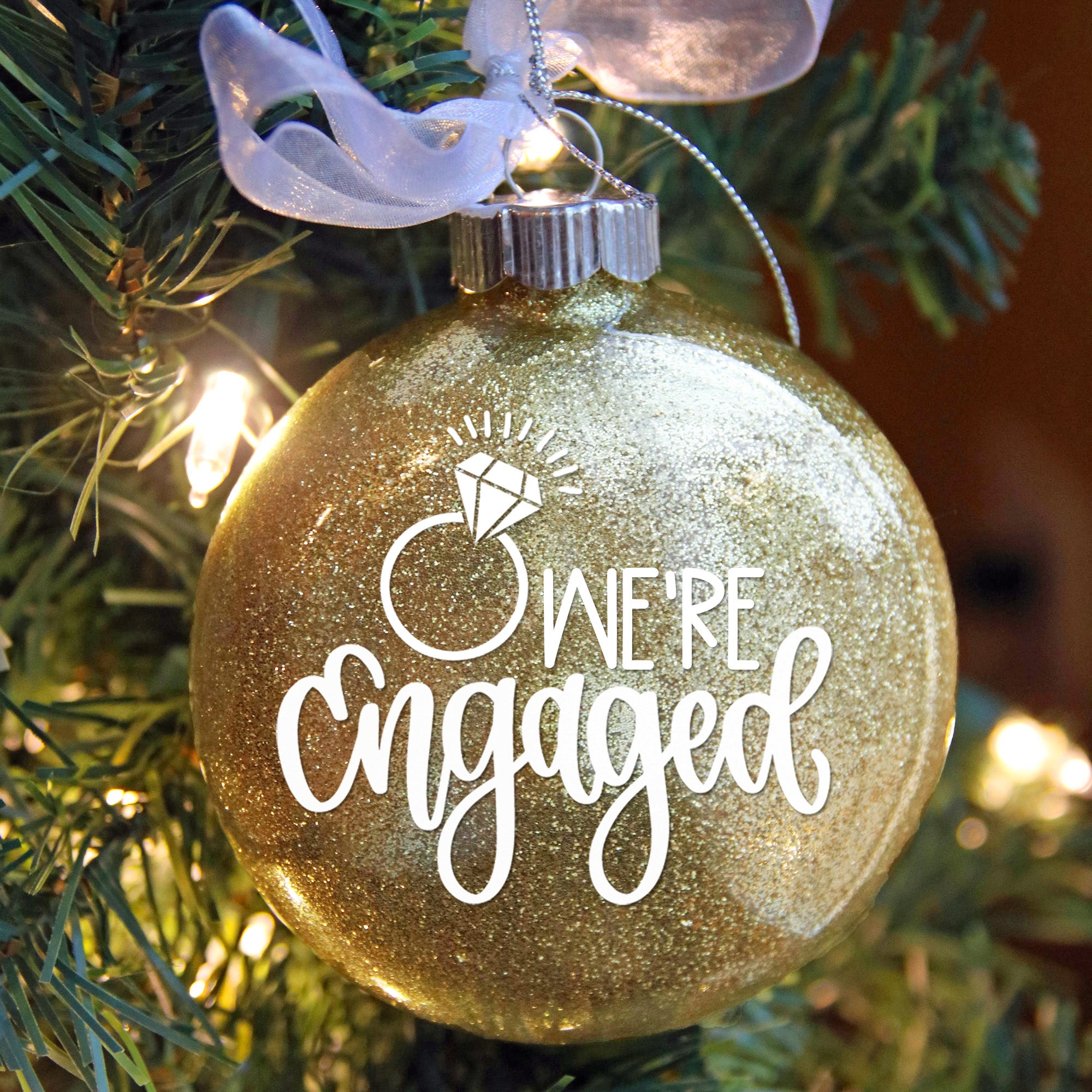 Engagement Glitter Christmas Ornament