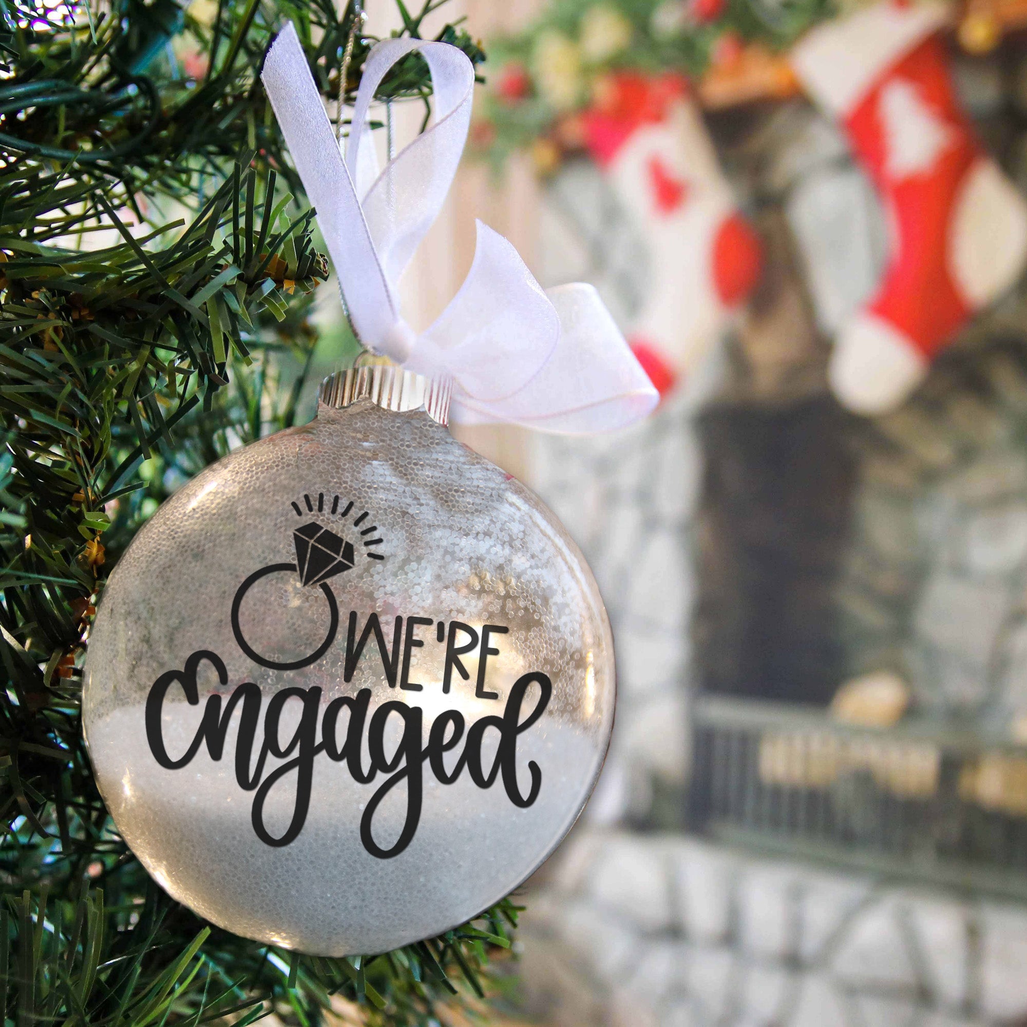 Engagement Glitter Christmas Ornament
