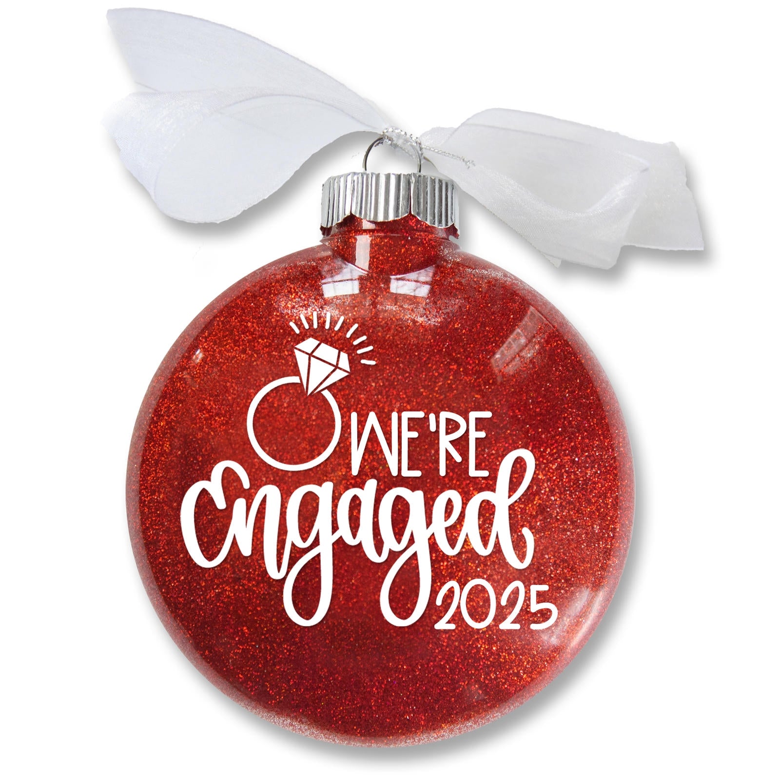 Engagement Glitter Christmas Ornament