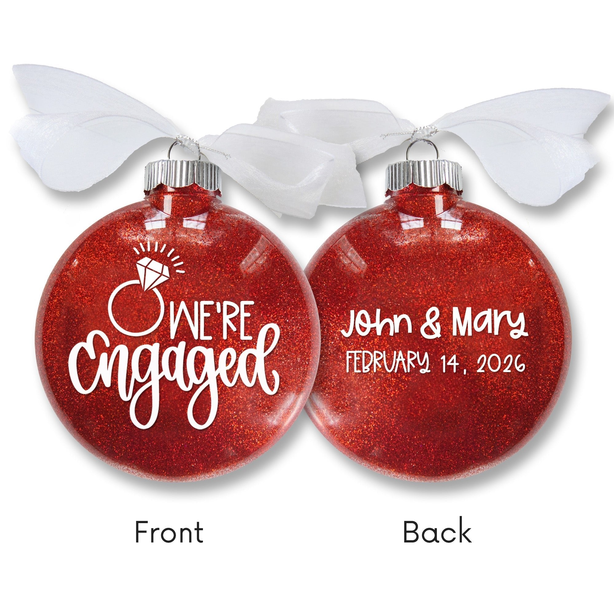 Engagement Glitter Christmas Ornament - Firefly Wishes