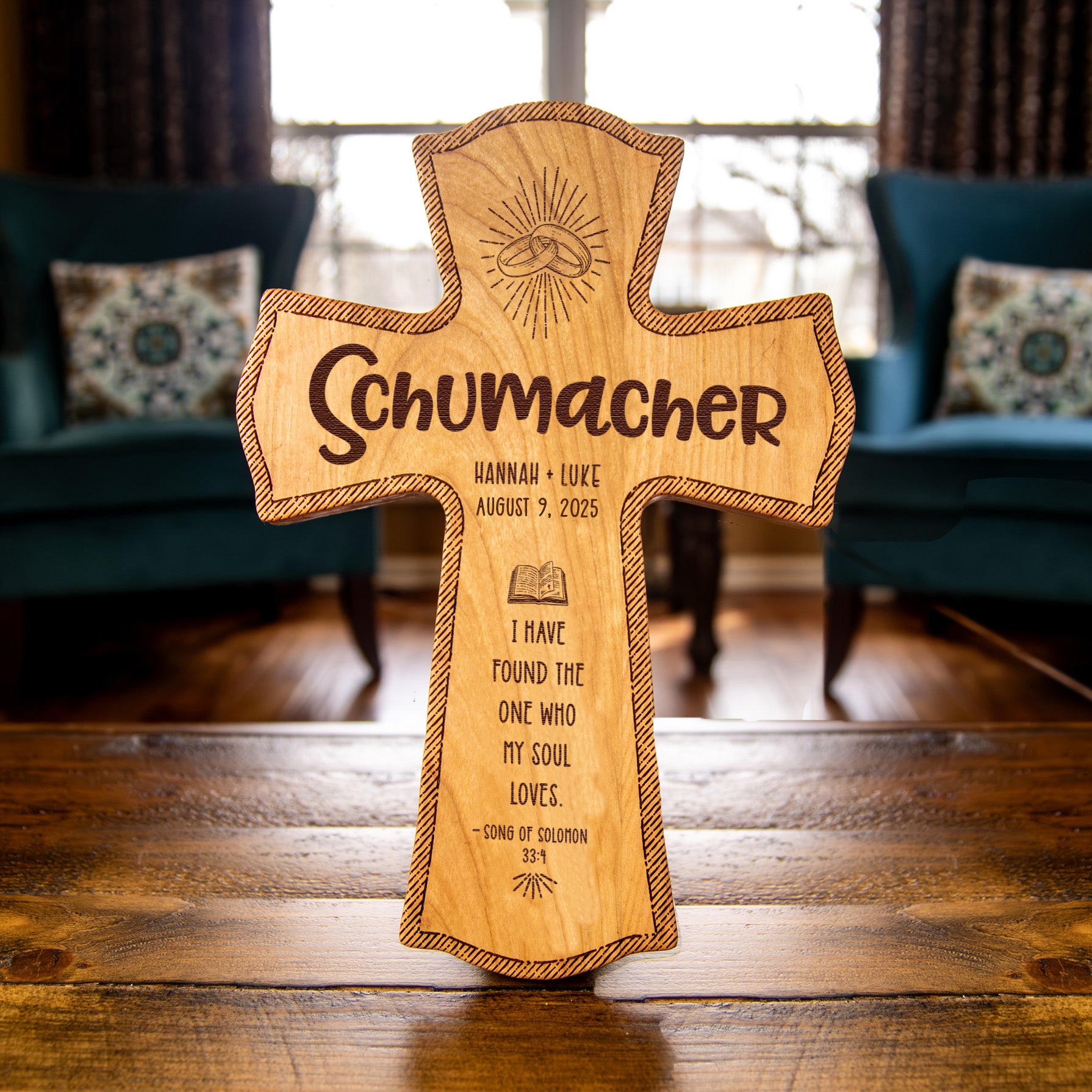 Personalized Wedding Gift - Engraved Marriage Wood Cross