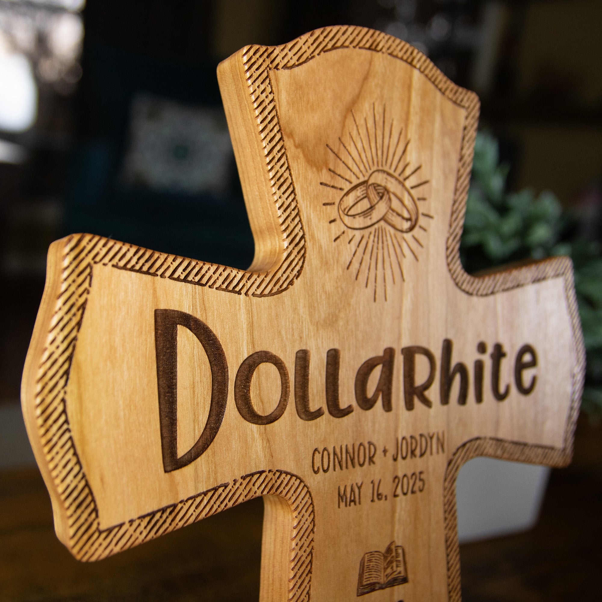 Personalized Wedding Gift - Engraved Marriage Wood Cross