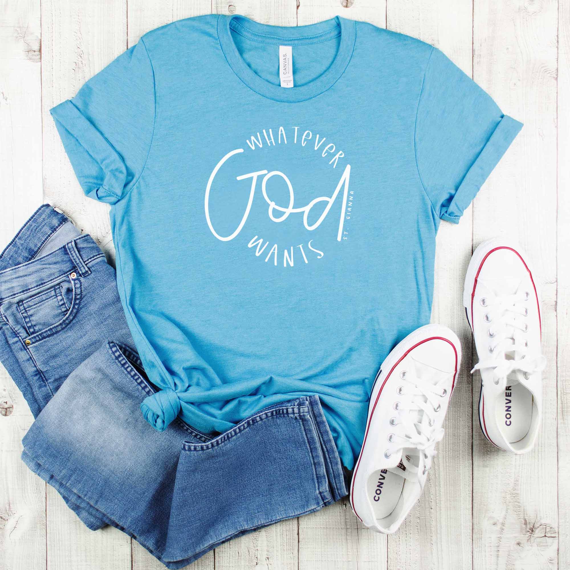 St Gianna Catholic Saint T-Shirt - Whatever God Wants - Firefly Wishes
