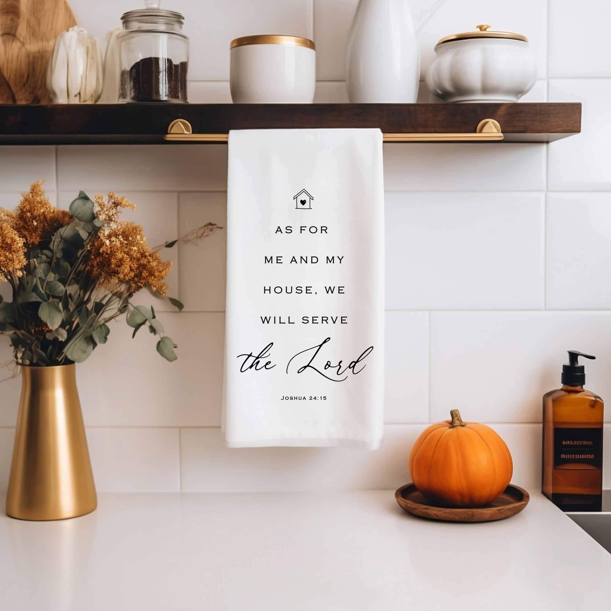 As for Me and My House We Will Serve the Lord Kitchen Towel - Christian Housewarming Gift - Firefly Wishes