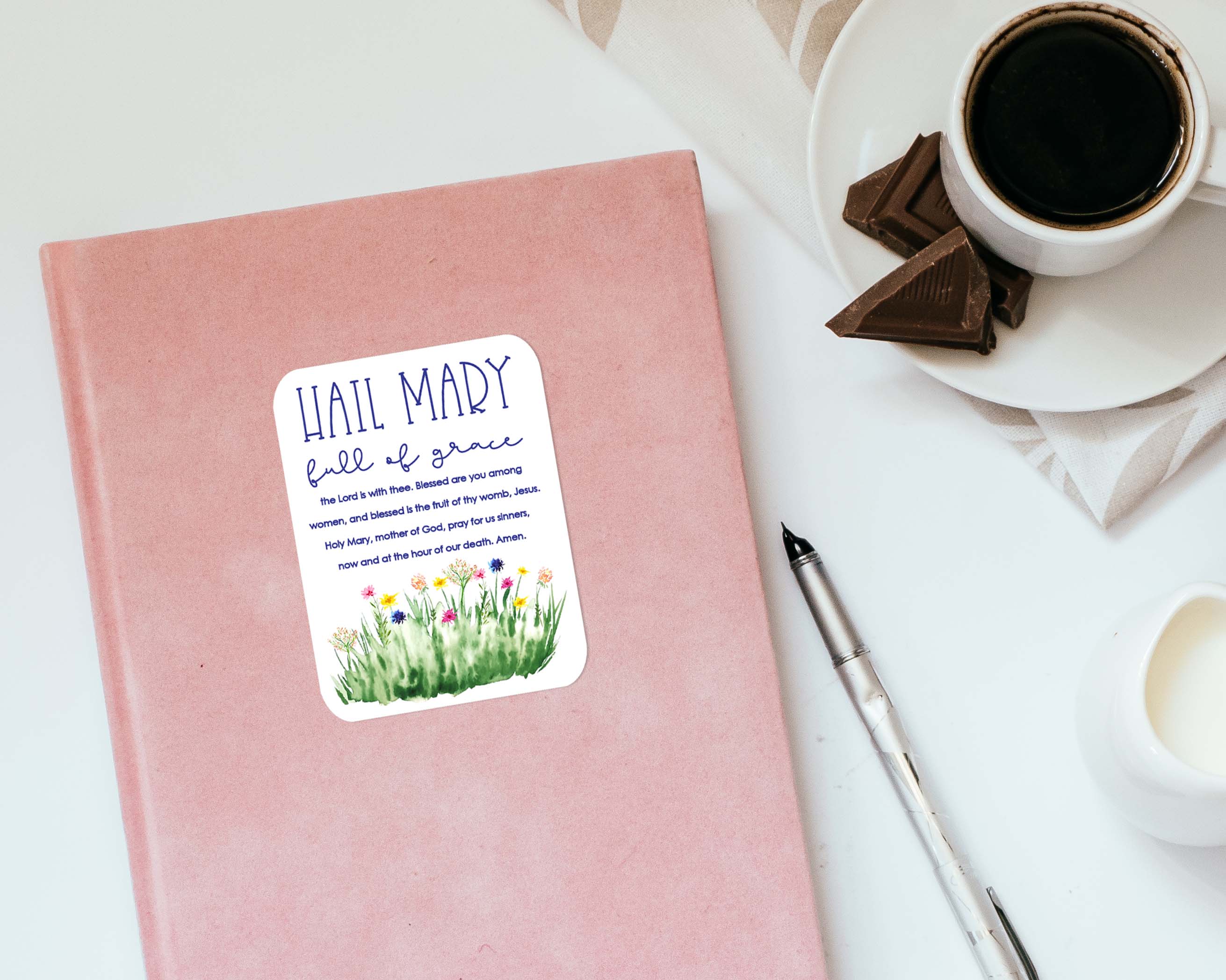 Hail Mary Waterproof Vinyl Sticker - Catholic Prayer & Devotion - Firefly Wishes