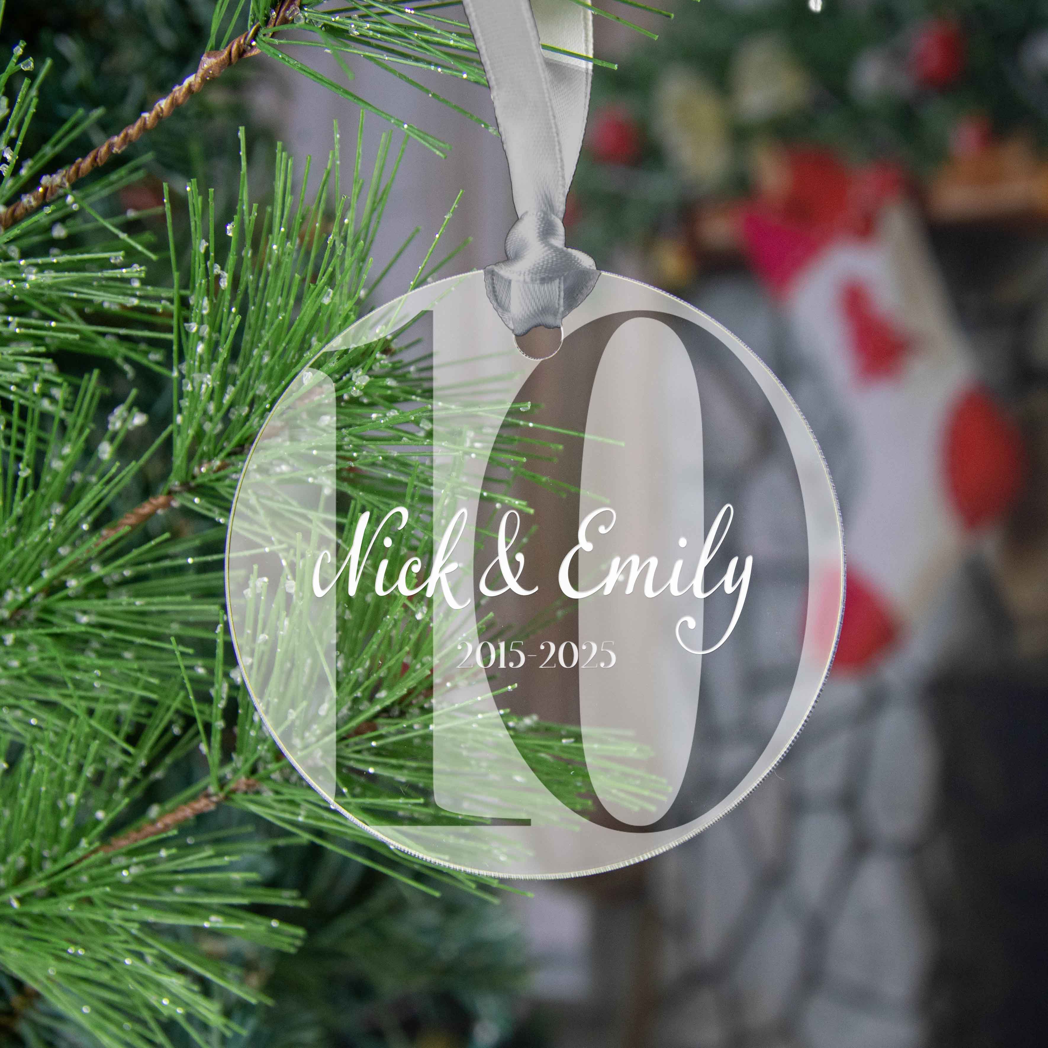 Personalized Anniversary Acrylic Ornament – Milestone Keepsake Gift - Firefly Wishes