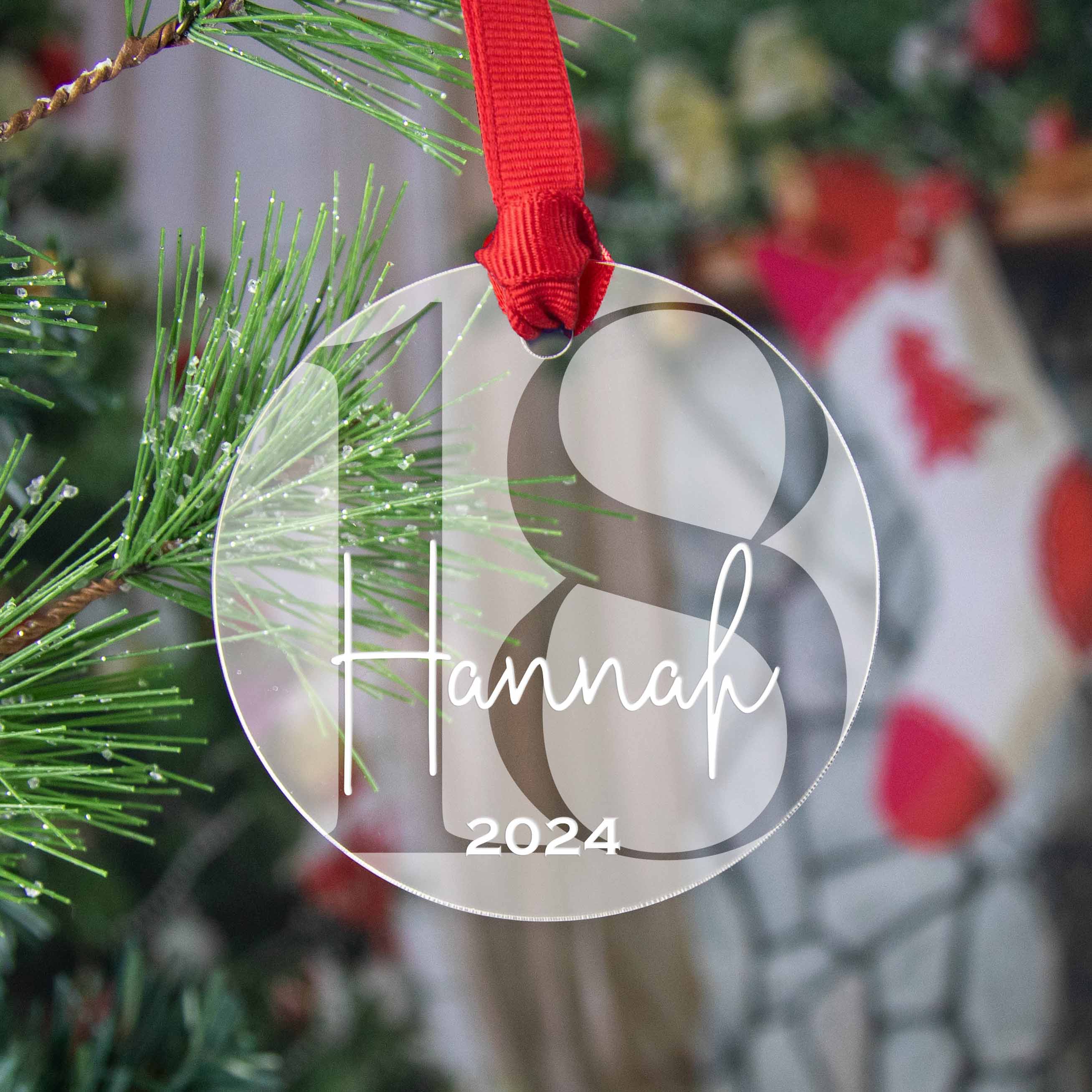 Personalized 18th Birthday Acrylic Christmas Ornament, Gift Box Included