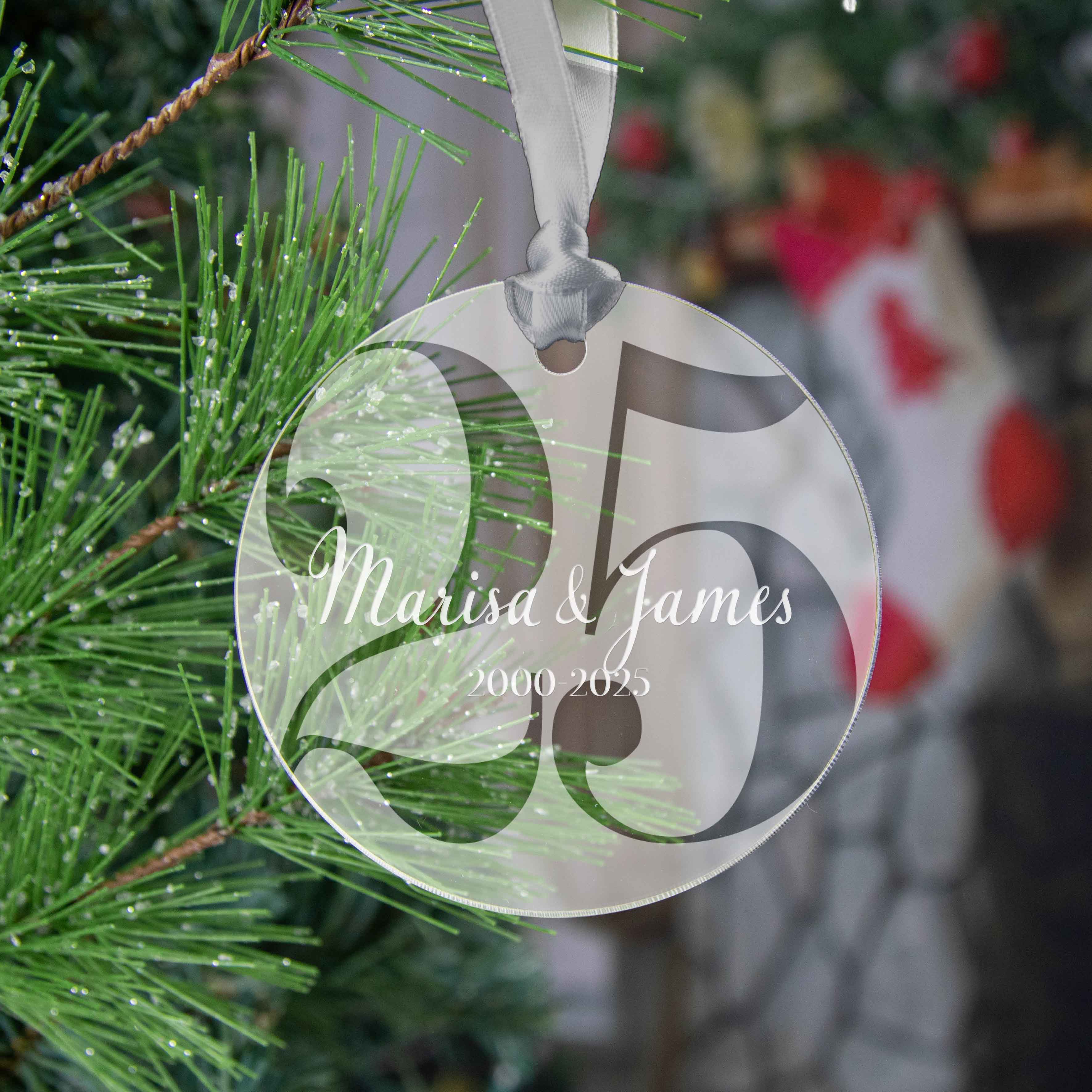 Personalized Anniversary Acrylic Ornament – Milestone Keepsake Gift - Firefly Wishes