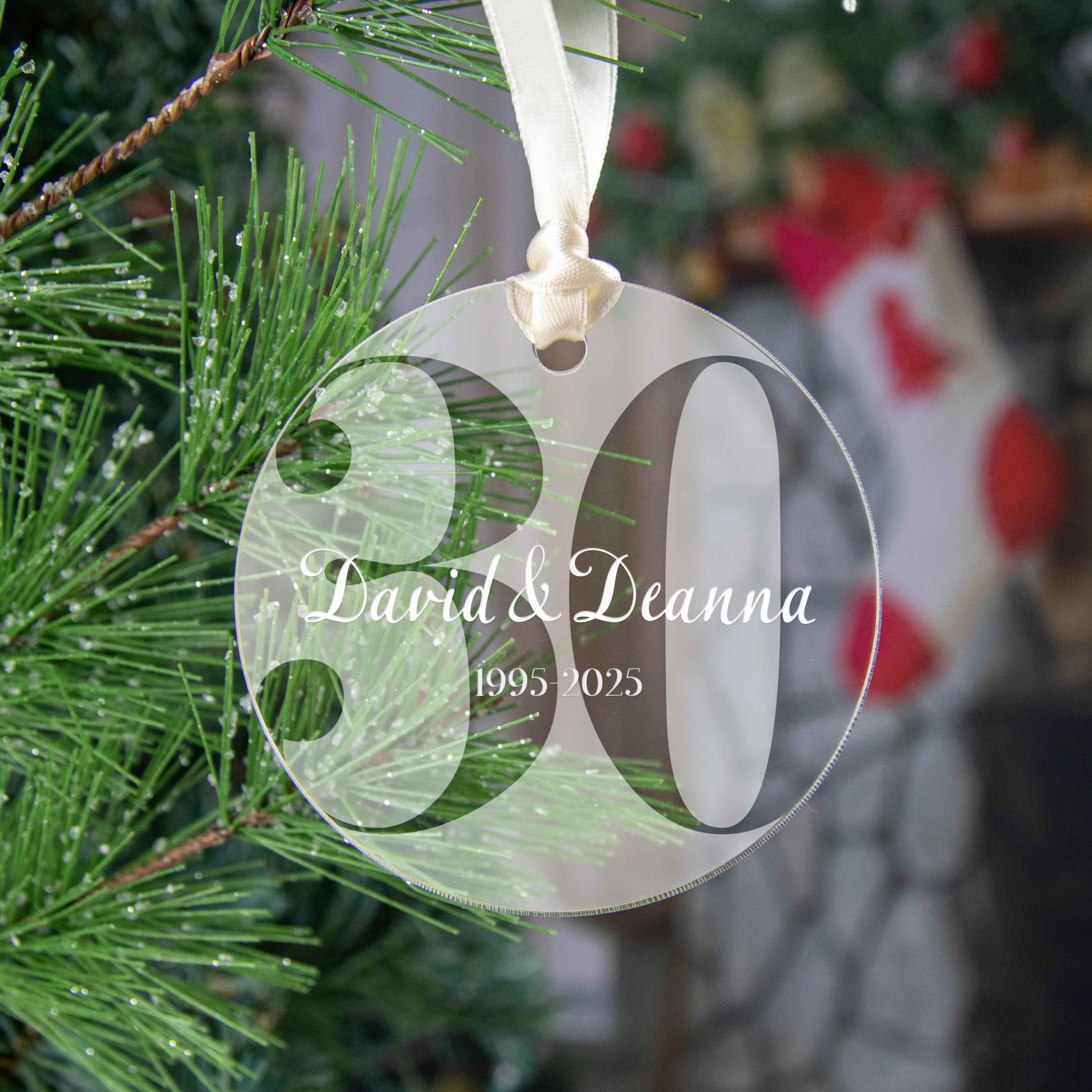 Personalized Anniversary Acrylic Ornament – Milestone Keepsake Gift - Firefly Wishes