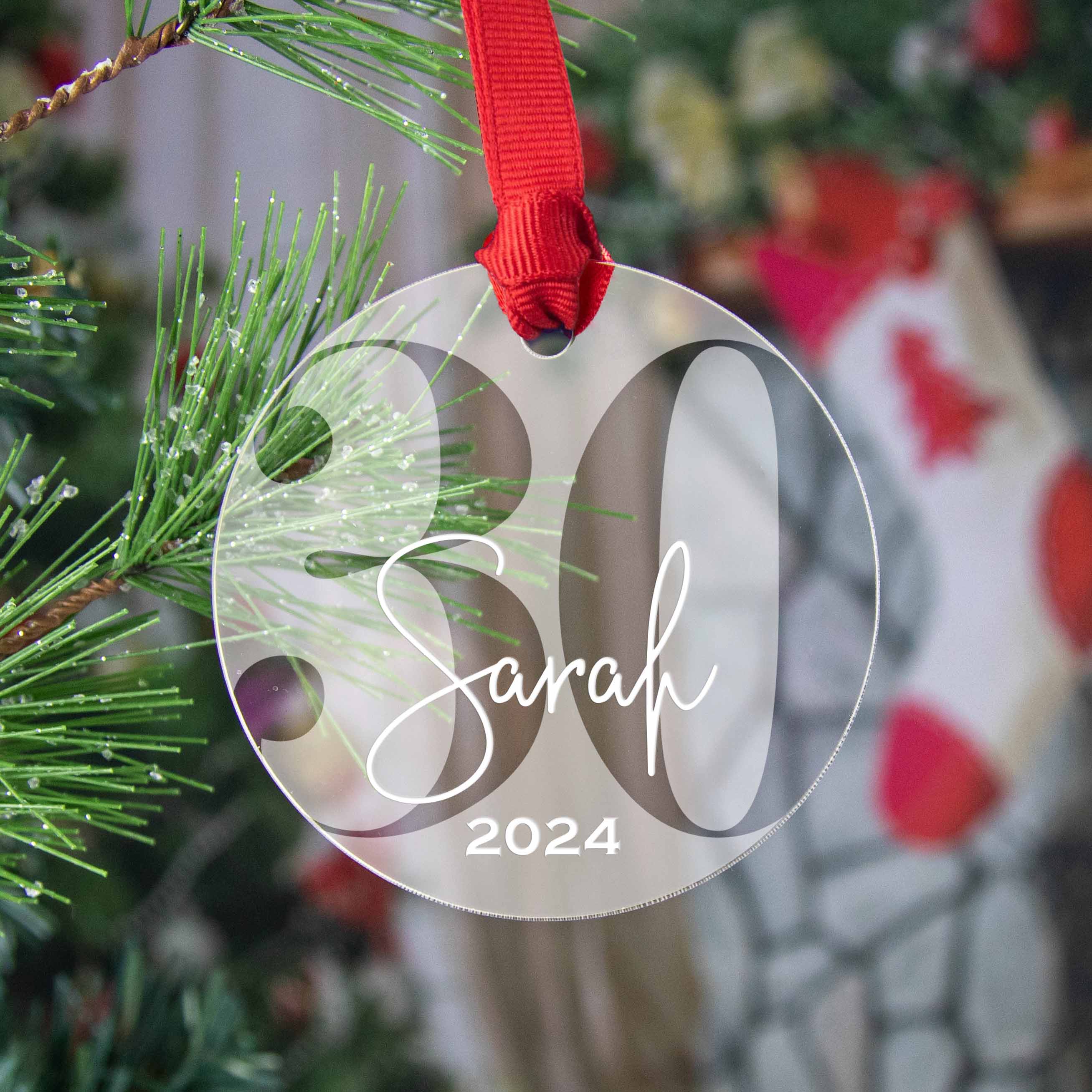 Personalized 30th Birthday Acrylic Christmas Ornament, Gift Box Included - Firefly Wishes