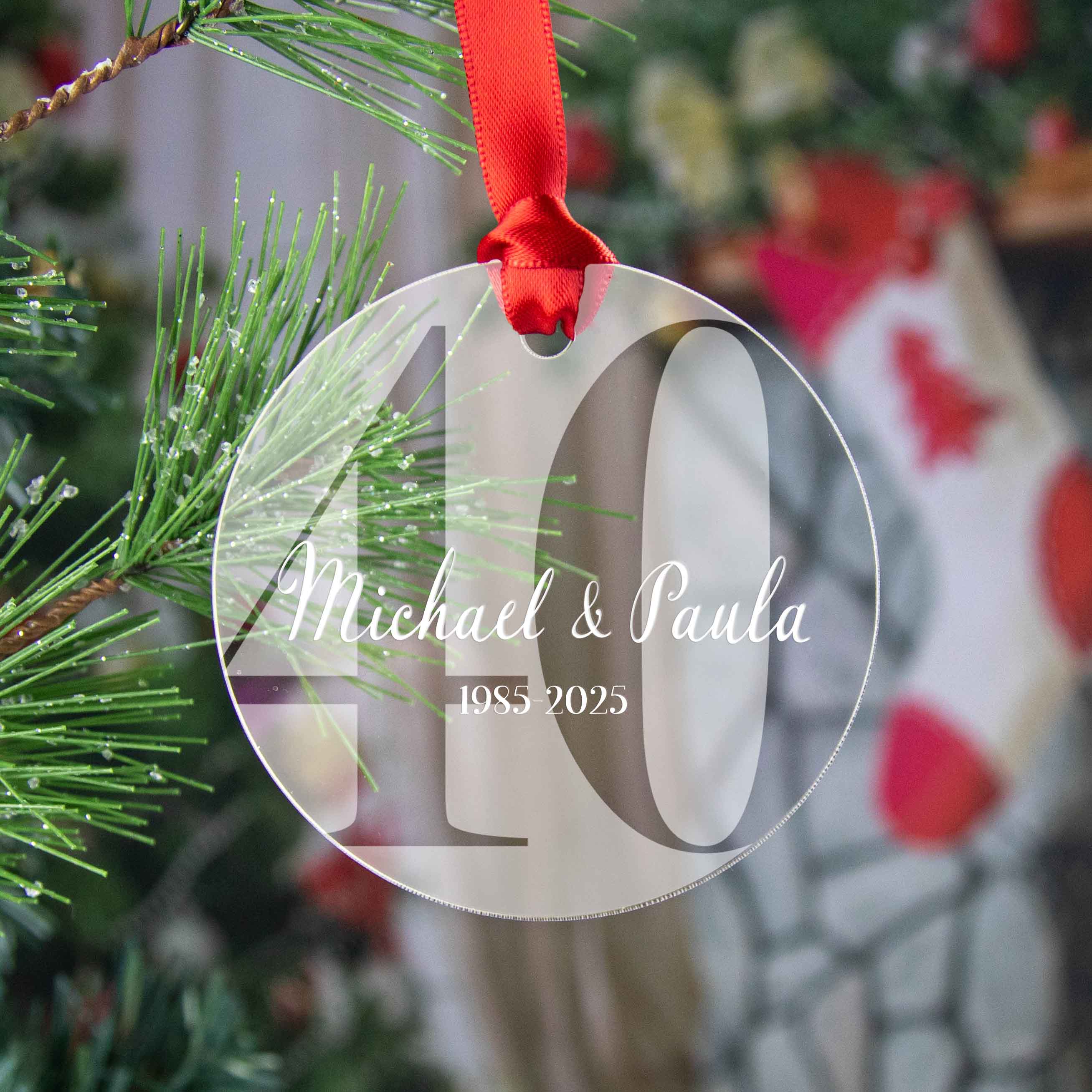 Personalized Anniversary Acrylic Ornament – Milestone Keepsake Gift - Firefly Wishes