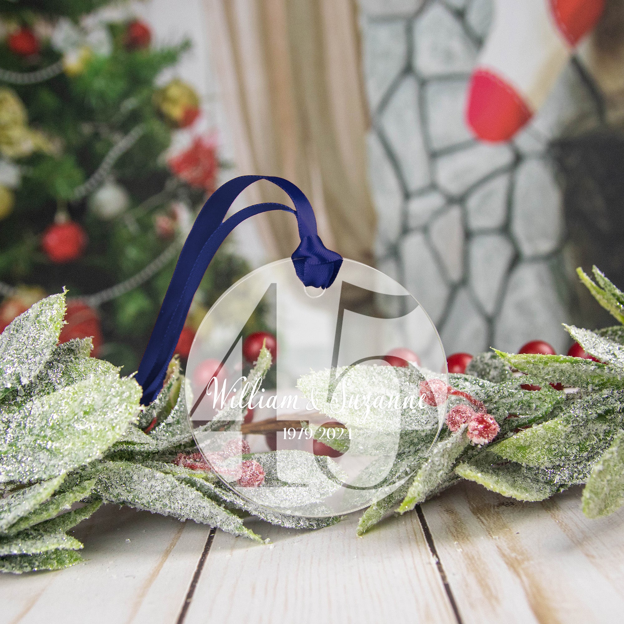 Personalized 45th Wedding Anniversary Ornament - 45 Year Anniversary Gift - Engraved Acrylic Christmas Keepsake