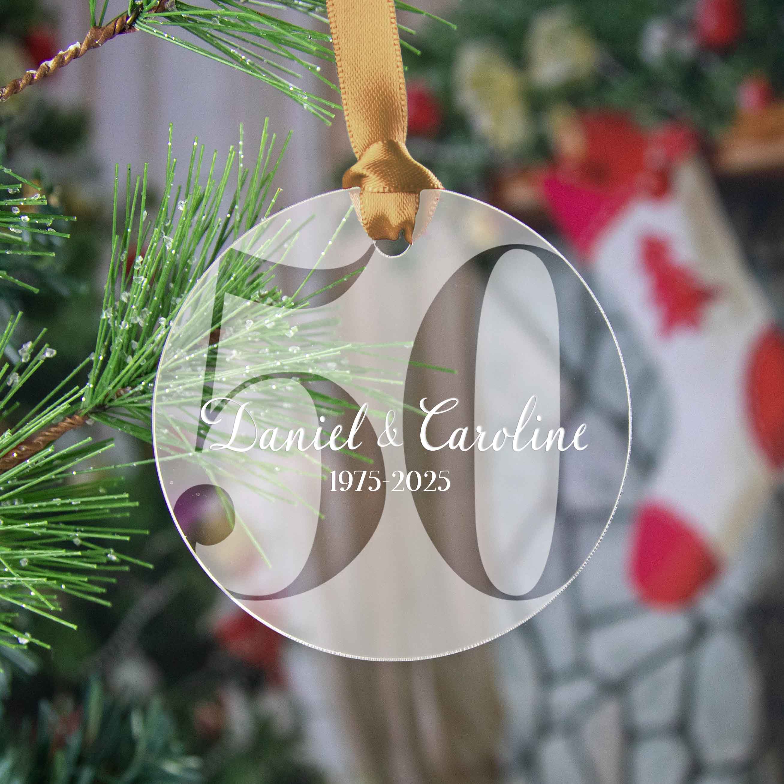 Personalized Anniversary Acrylic Ornament – Milestone Keepsake Gift - Firefly Wishes