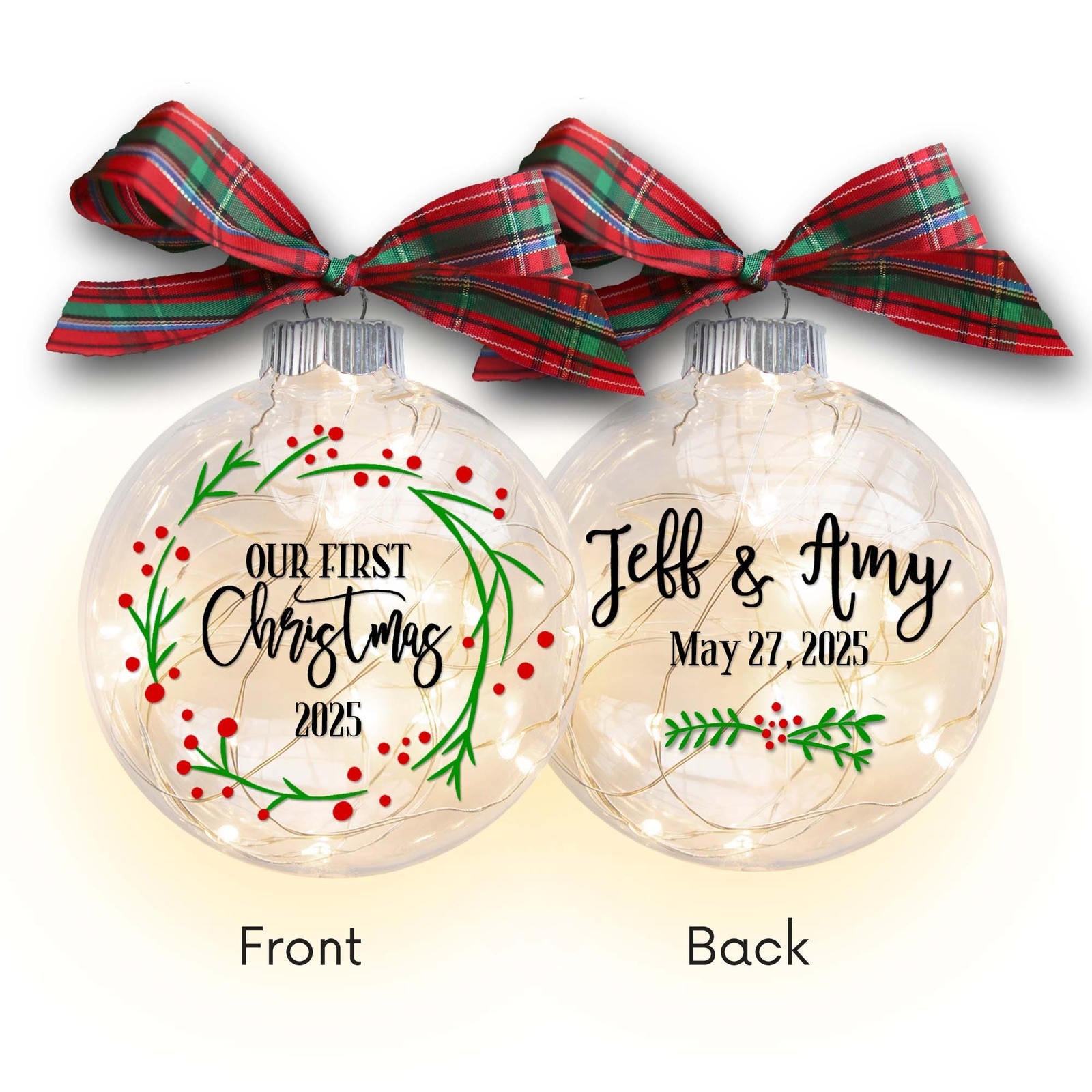 Personalized Our First Christmas Married Light-up Ornament