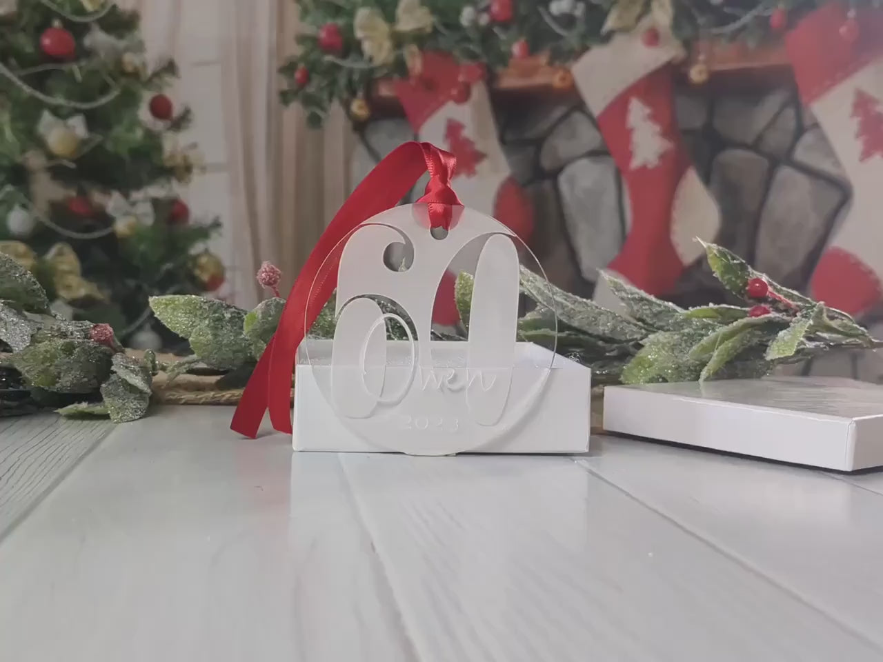 Personalized 60th Birthday Christmas Ornament – Laser Engraved Acrylic - Custom 60 year old Gift - Turning Sixty Milestone