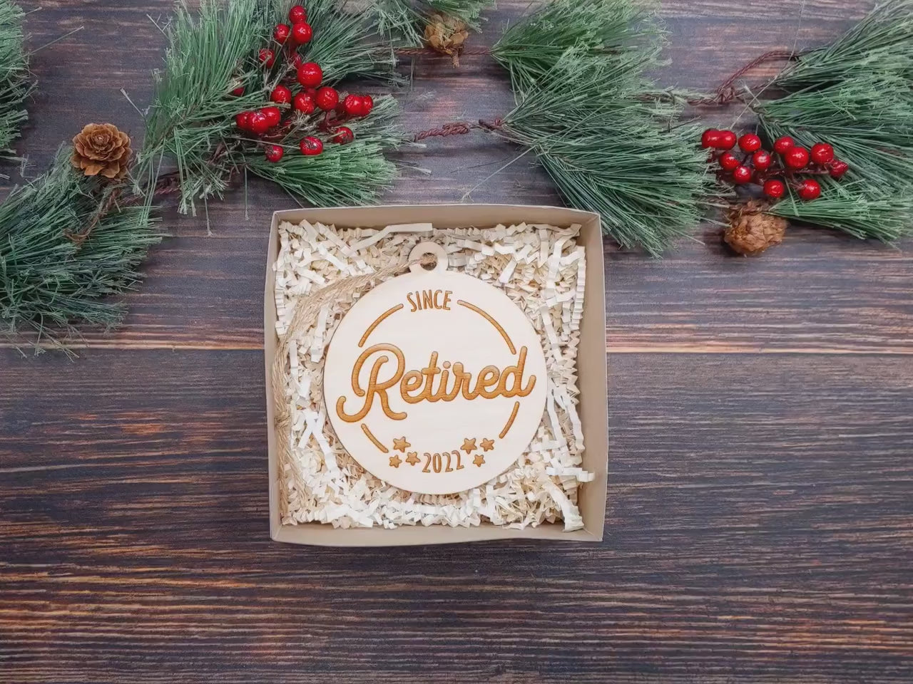 Retirement Ornament 2023 - Custom Wood Christmas Ornament - Laser Cut Engraved - Retiree Gift Idea for Friend, Boss, Co-worker