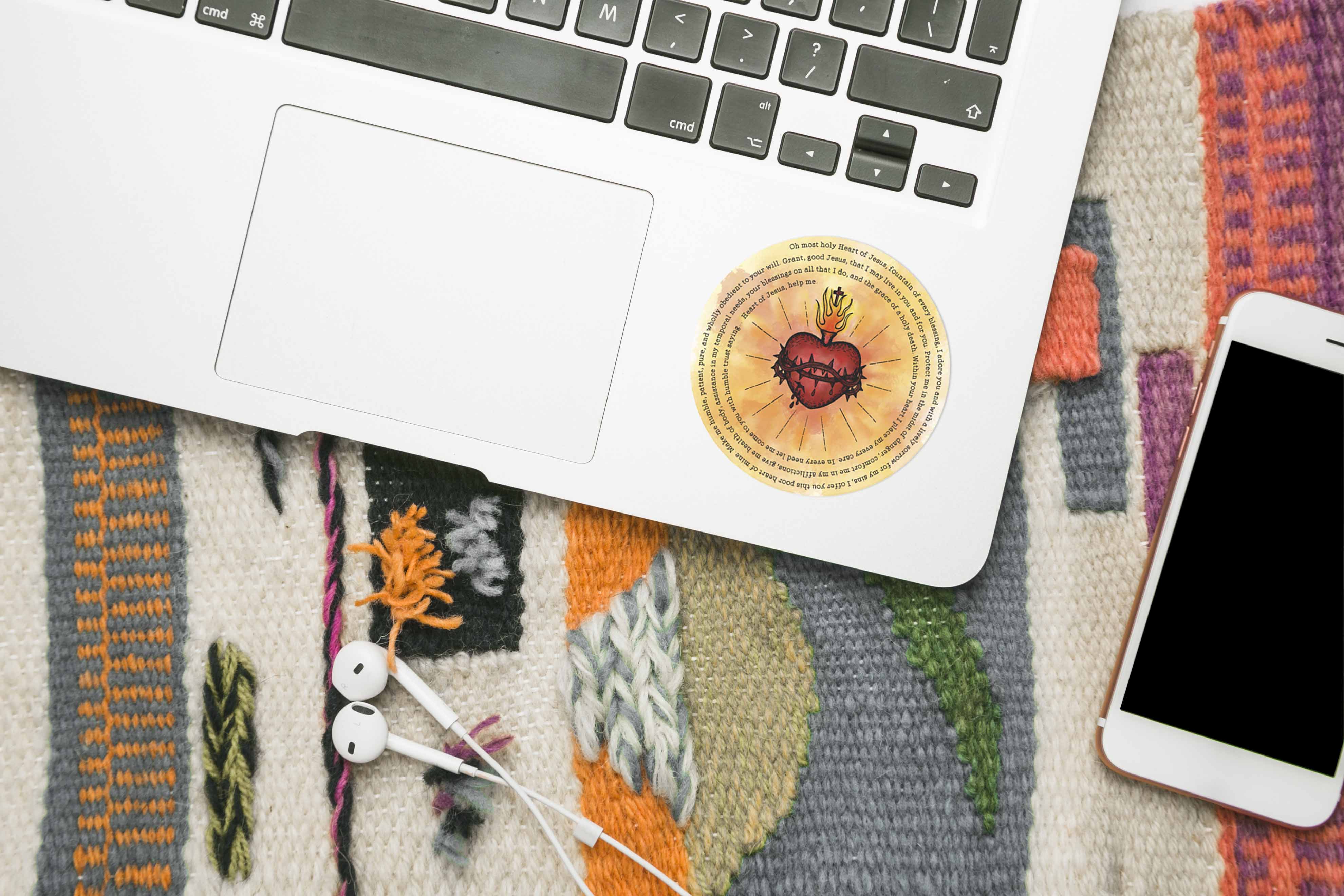 Sacred Heart of Jesus Catholic Vinyl Waterproof Sticker - Firefly Wishes