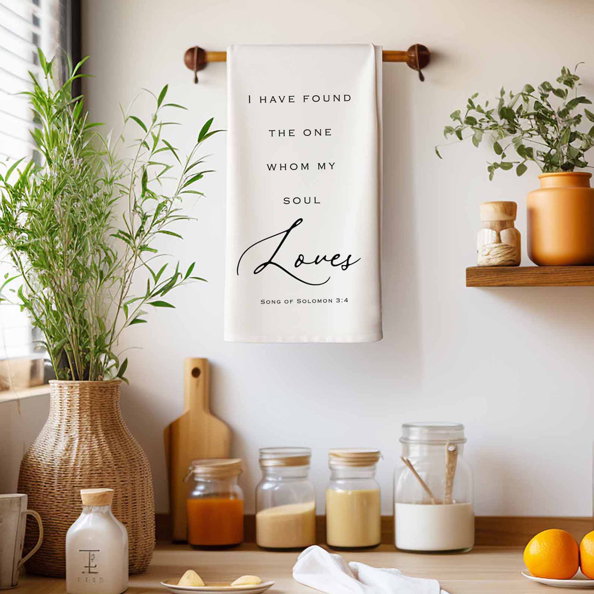 I Have Found the One Whom My Soul Loves Kitchen Towel - Faith-based Bridal Shower Gift - Firefly Wishes