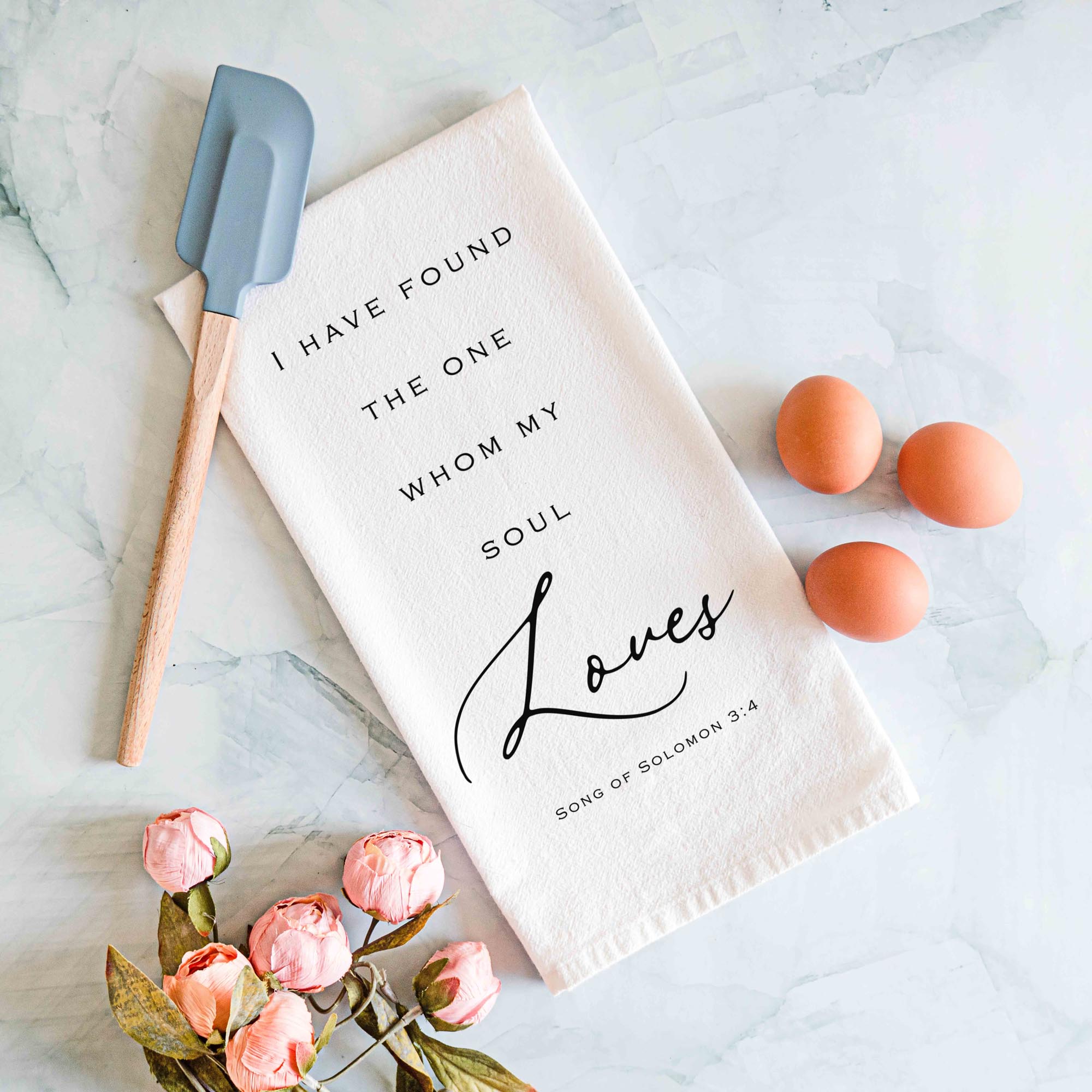 I Have Found the One Whom My Soul Loves Kitchen Towel - Faith-based Bridal Shower Gift - Firefly Wishes