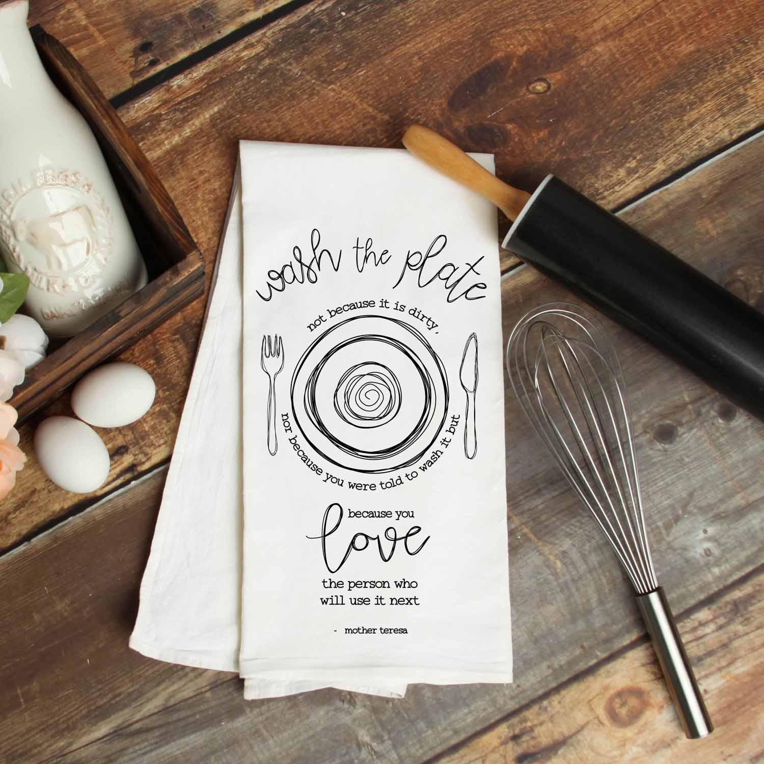 Wash the Plate Kitchen Towel - Firefly Wishes
