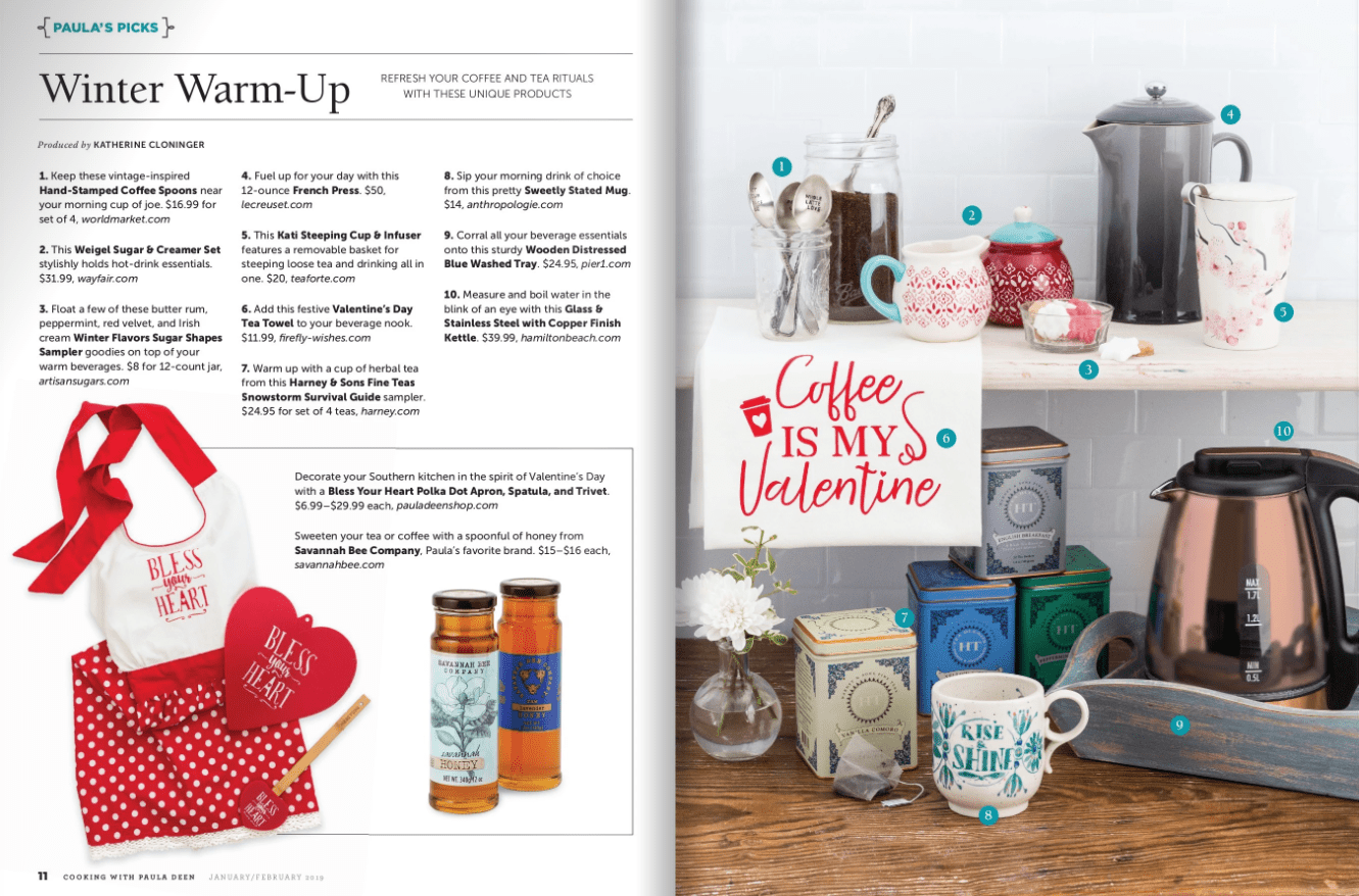 Exciting News: "Coffee is my Valentine" Kitchen Towel Featured in Cooking with Paula Deen Magazine! - Firefly Wishes