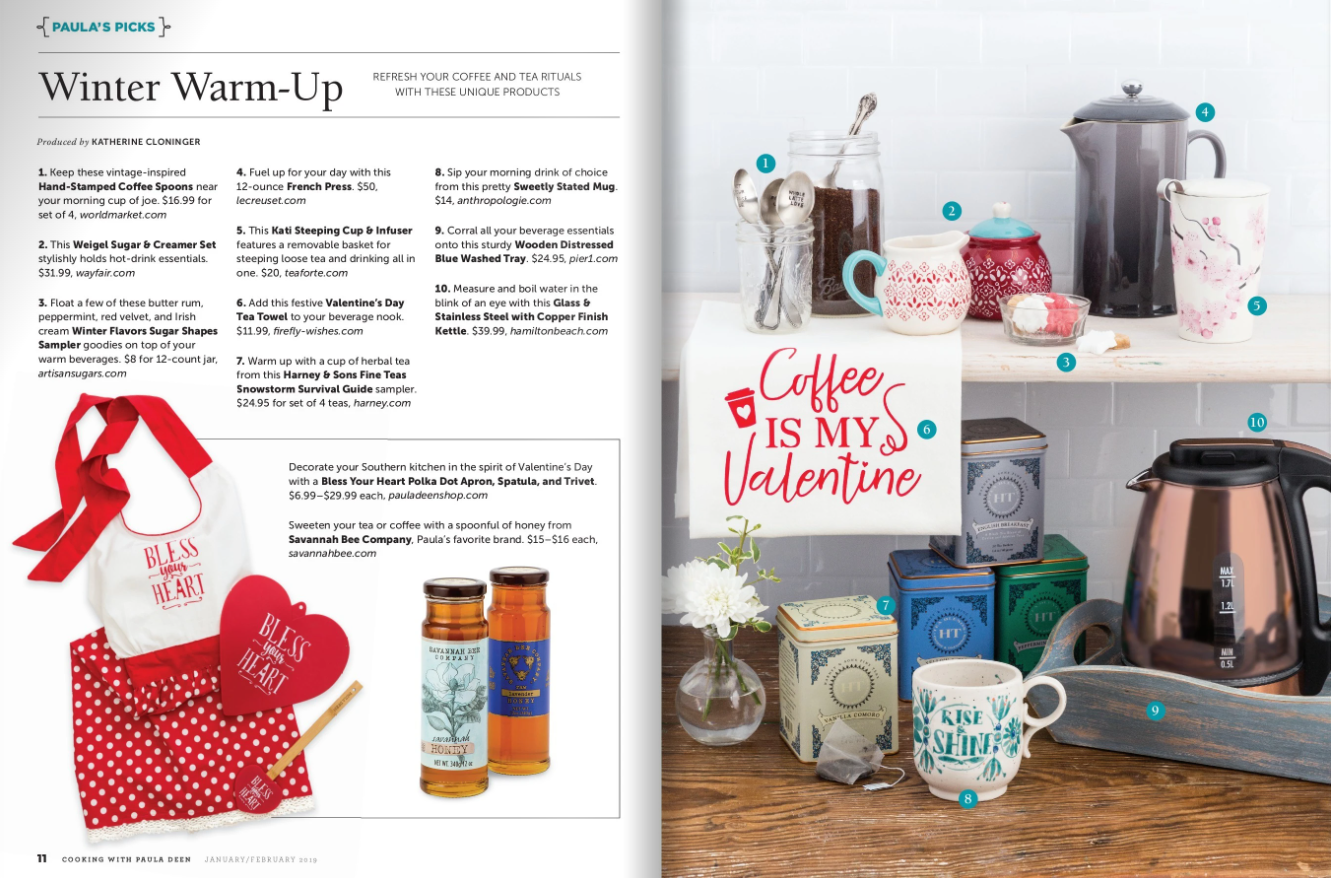 Exciting News: "Coffee is my Valentine" Kitchen Towel Featured in Cooking with Paula Deen Magazine!