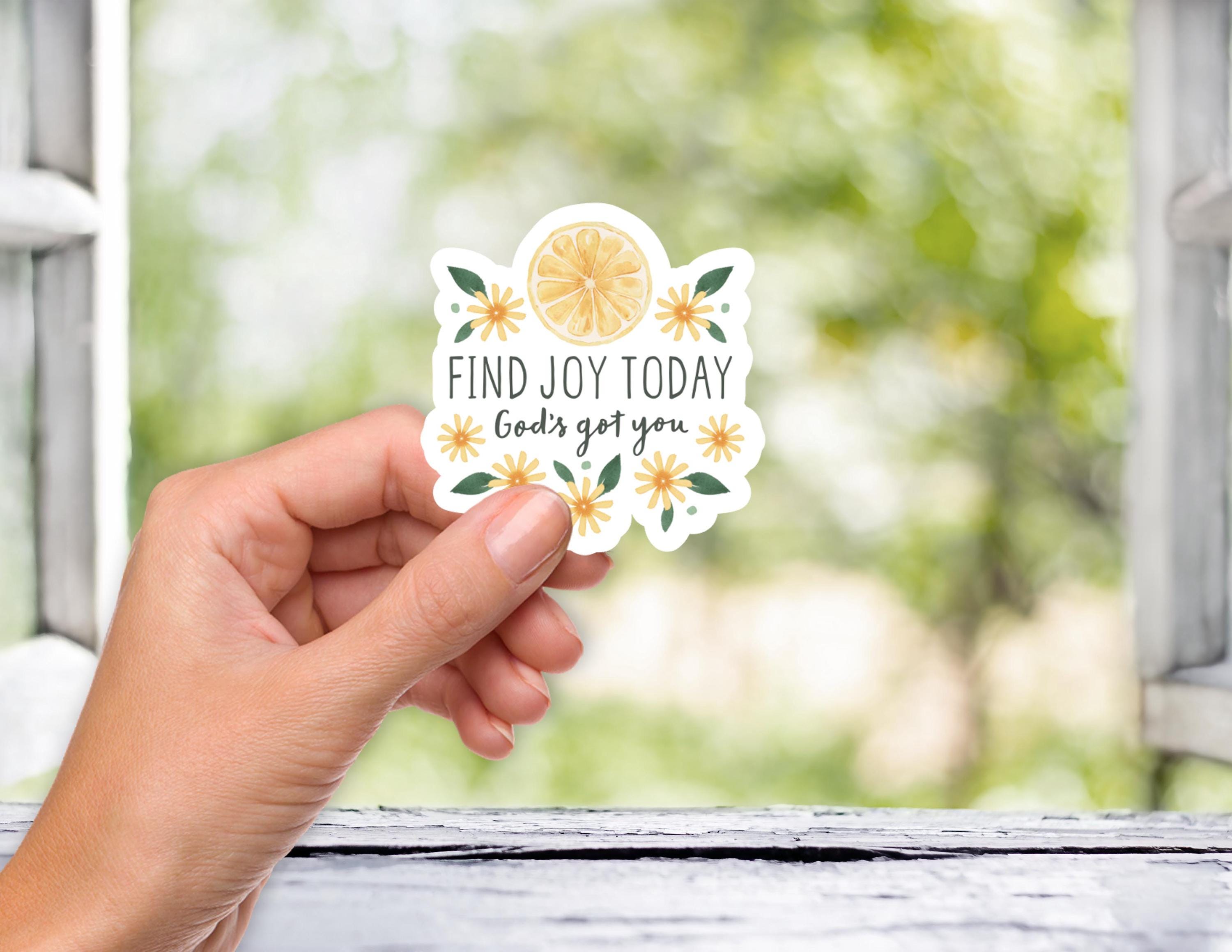 Find Joy Today Christian Sticker - Lemon Floral Faith Sticker