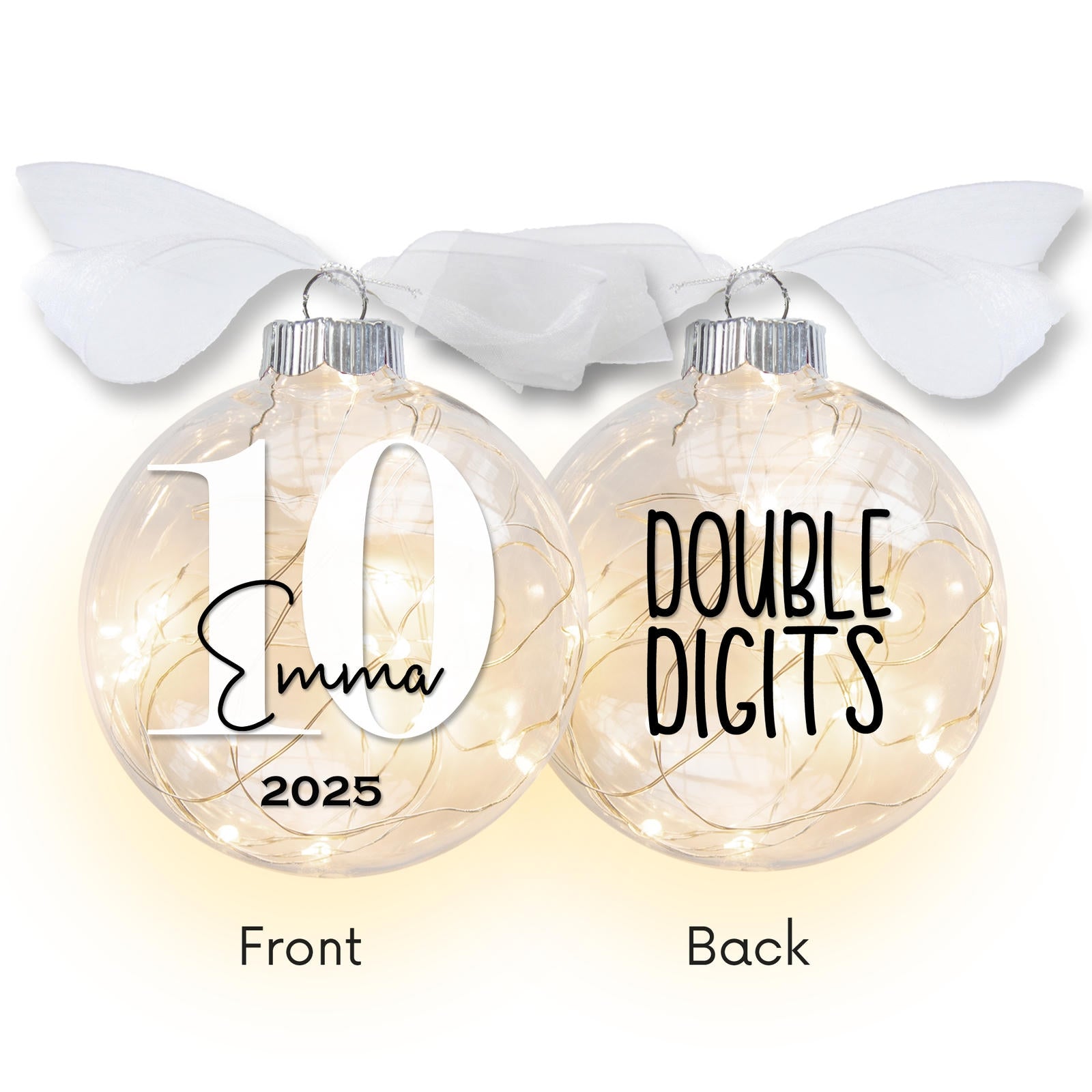 10th birthday double digits lighted Christmas ornament