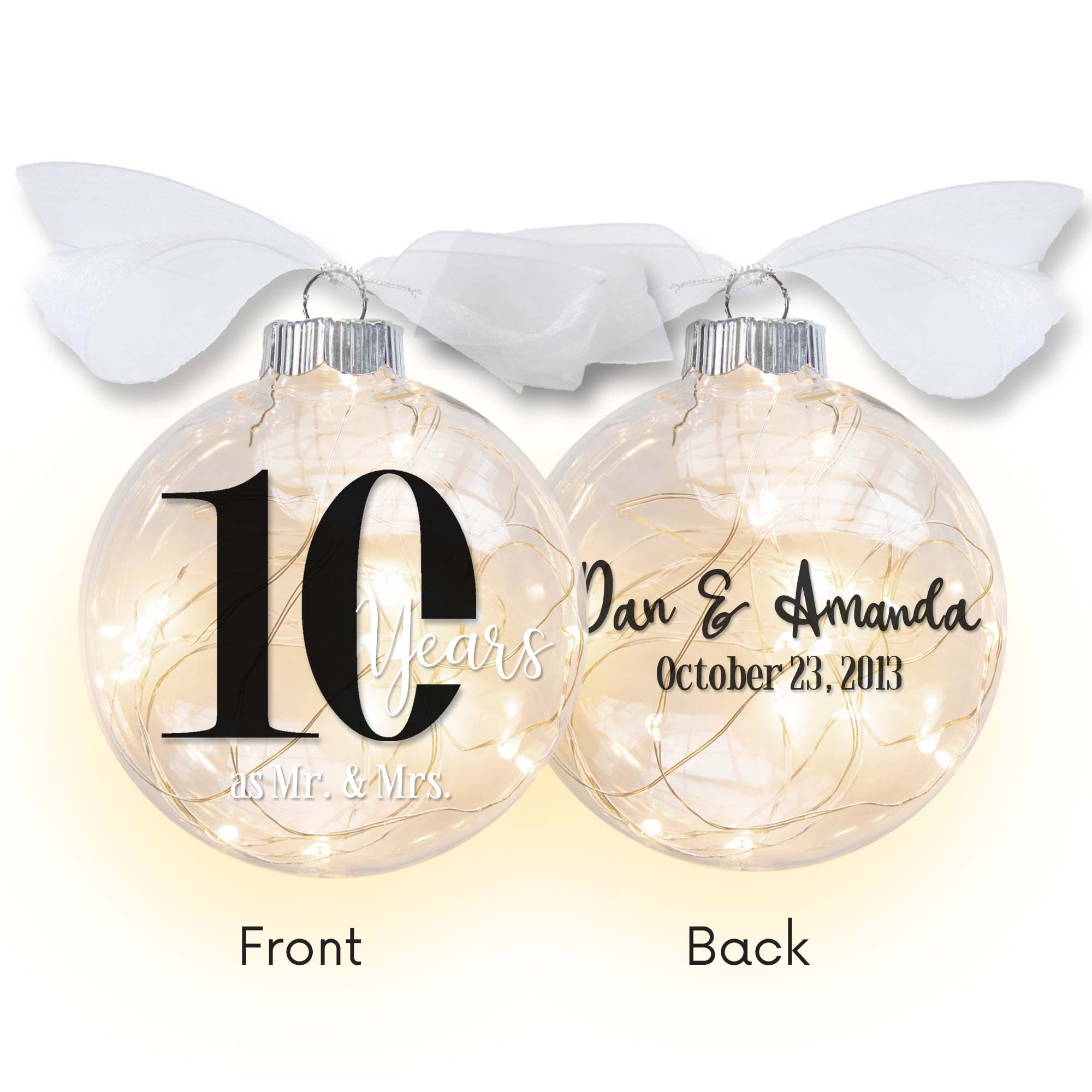 Personalized Anniversary Lighted Ornament – Milestone Keepsake Gift