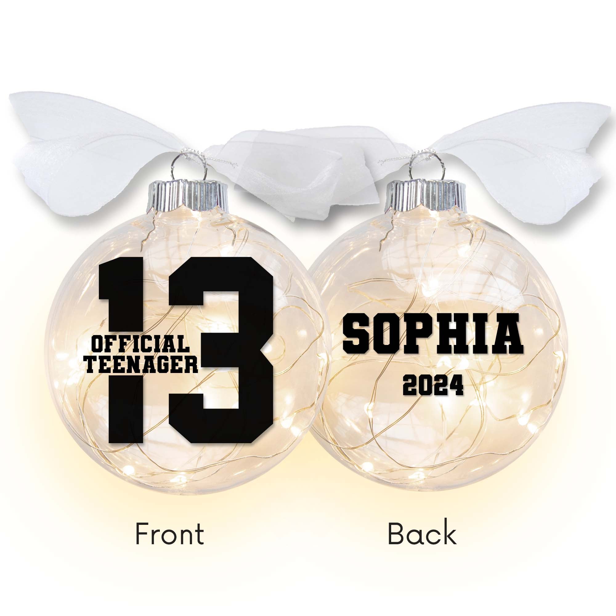 Personalized 13th Birthday Official Teen Lighted Ornament
