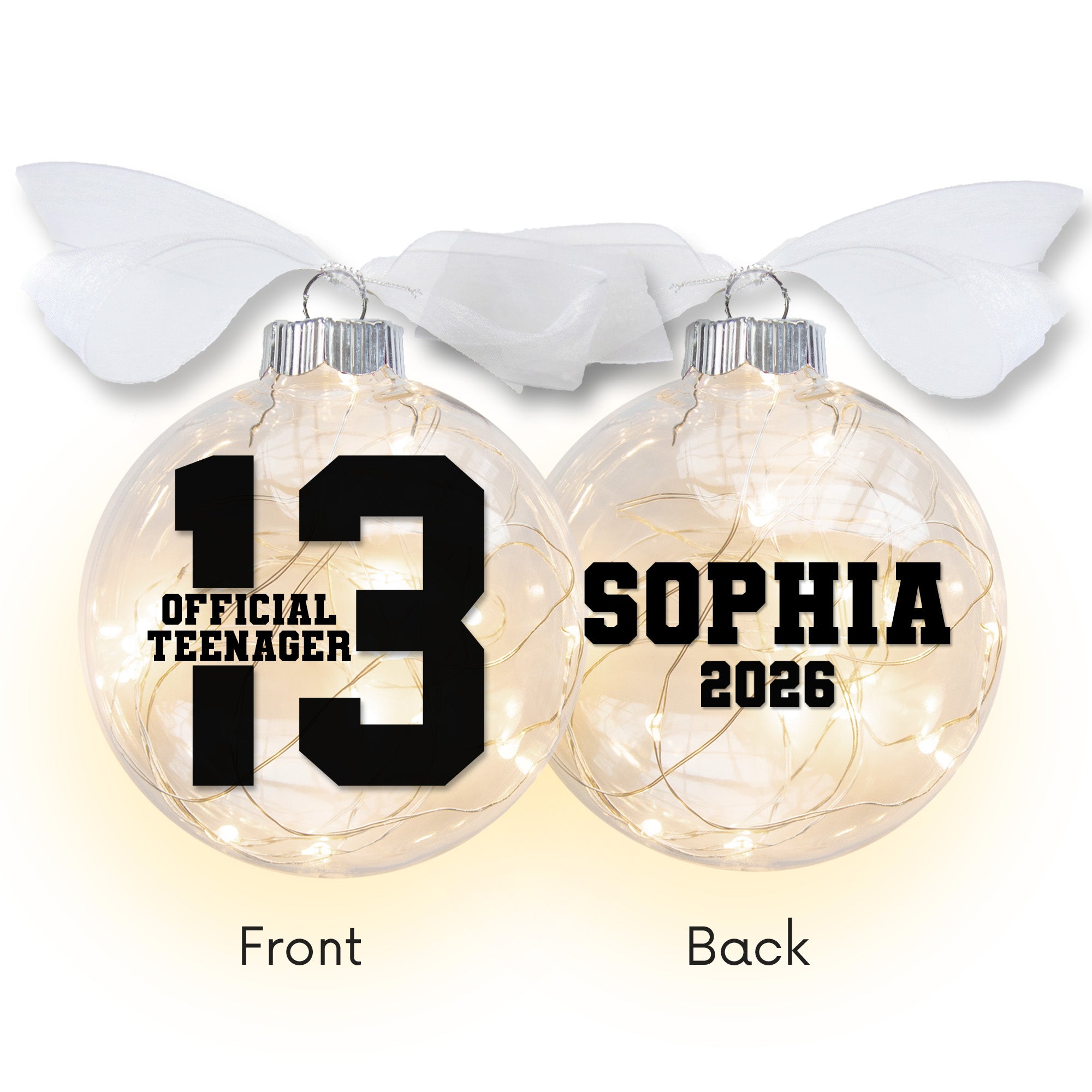Personalized 13th Birthday Official Teenager Lighted Christmas Ornament
