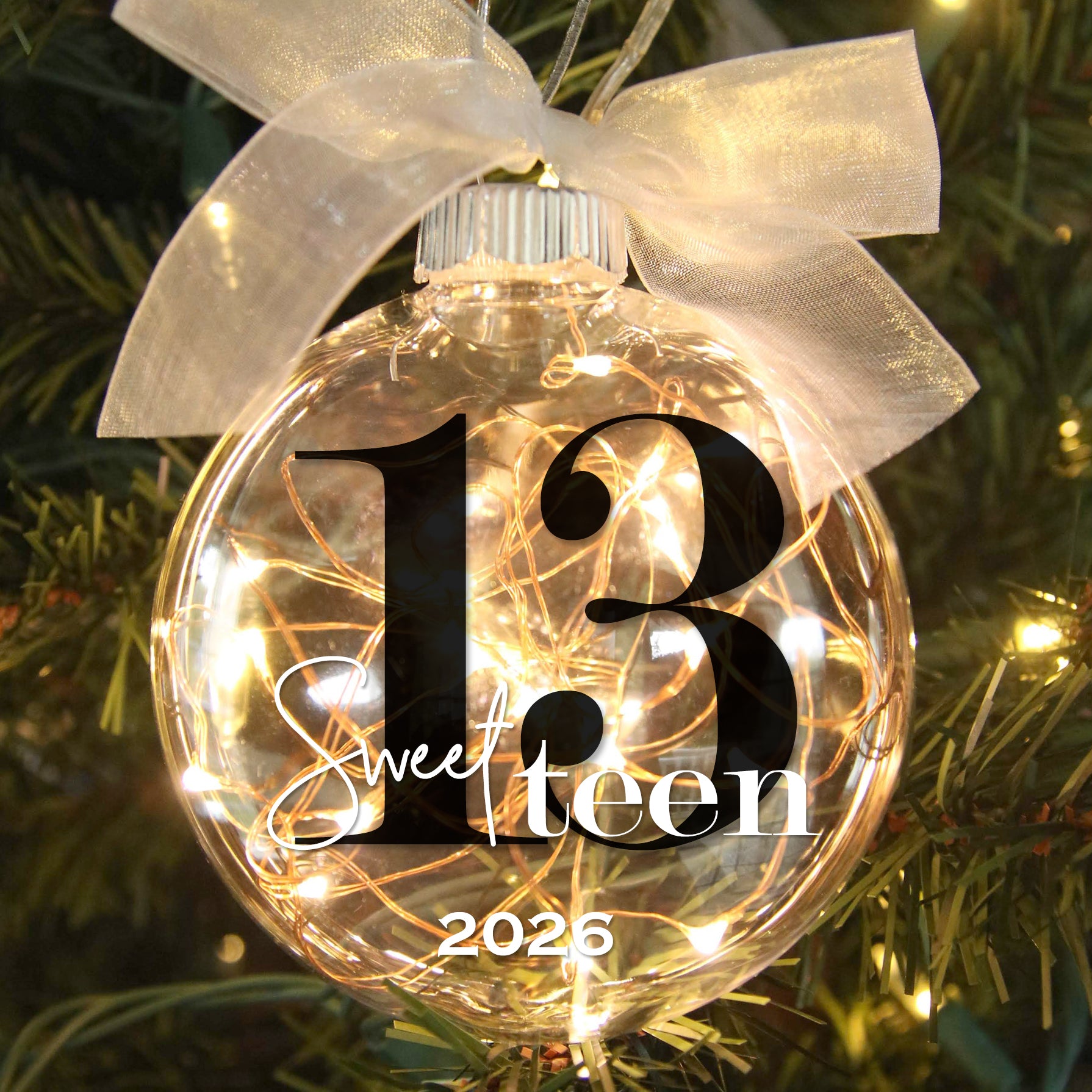 Personalized 13th Birthday Sweet Teen Lighted Christmas Ornament - Custom Name & Year