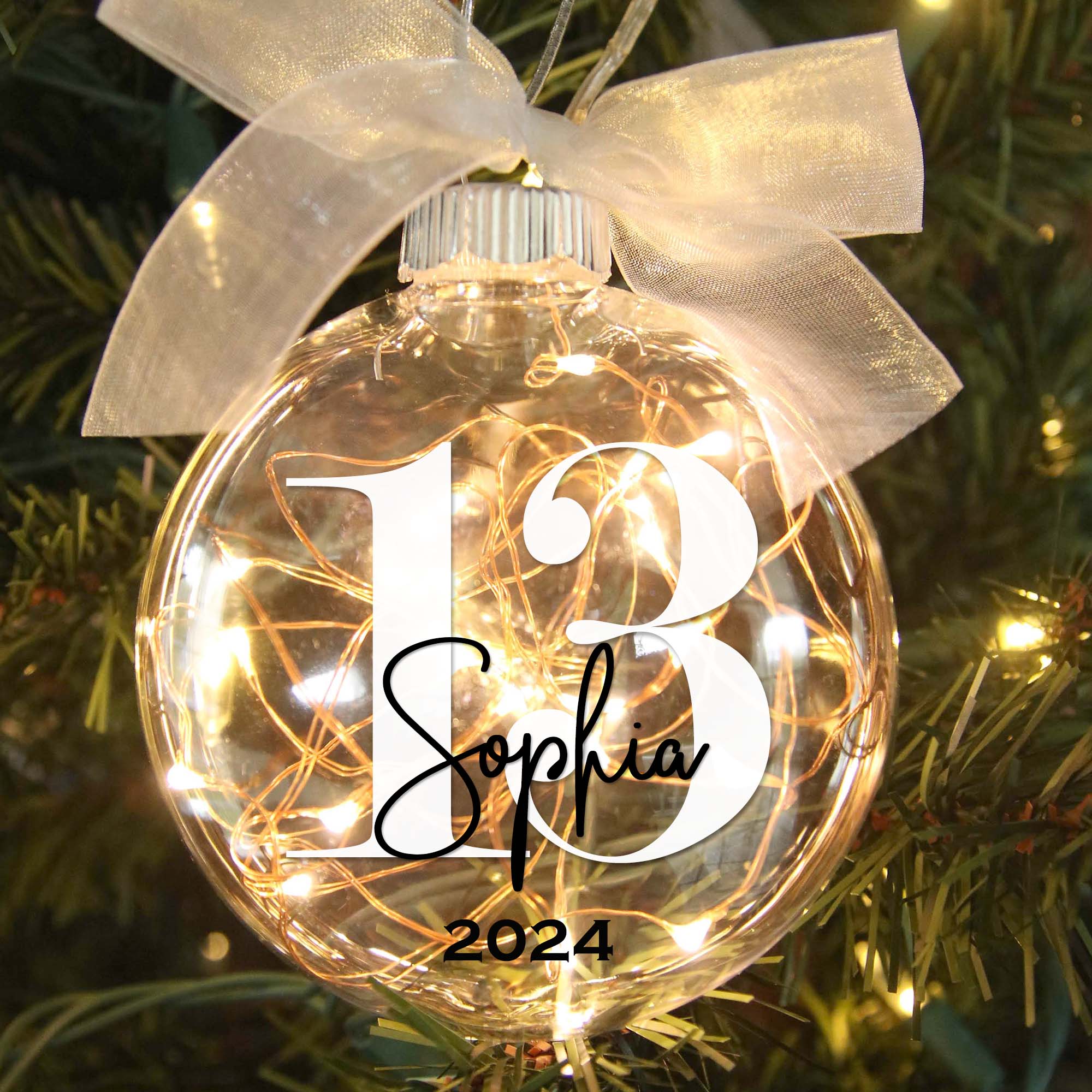 Personalized 13th Birthday Sweet Teen Lighted Christmas Ornament - Custom Name & Year