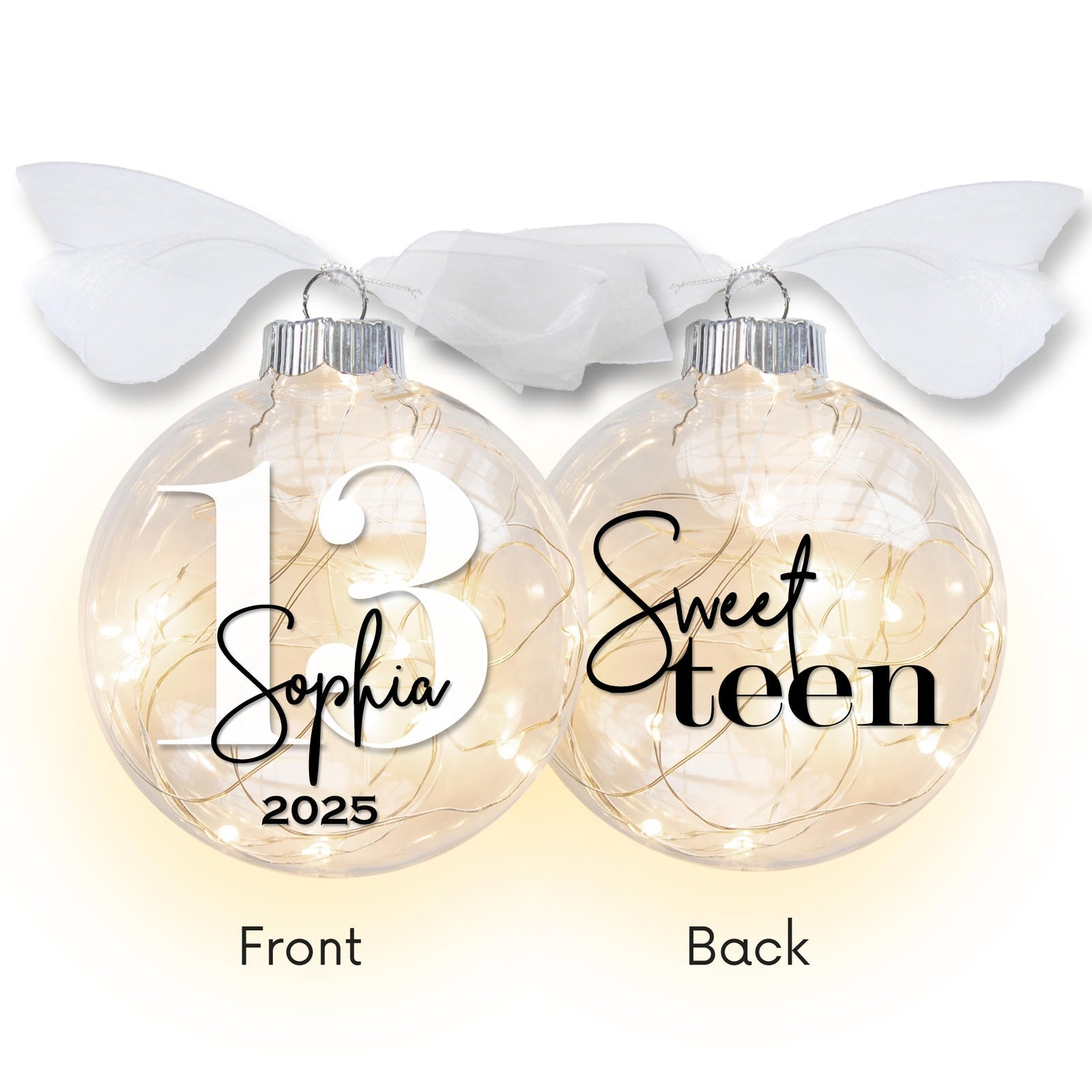 Personalized 13th Birthday Sweet Teen Lighted Christmas Ornament - Custom Name & Year