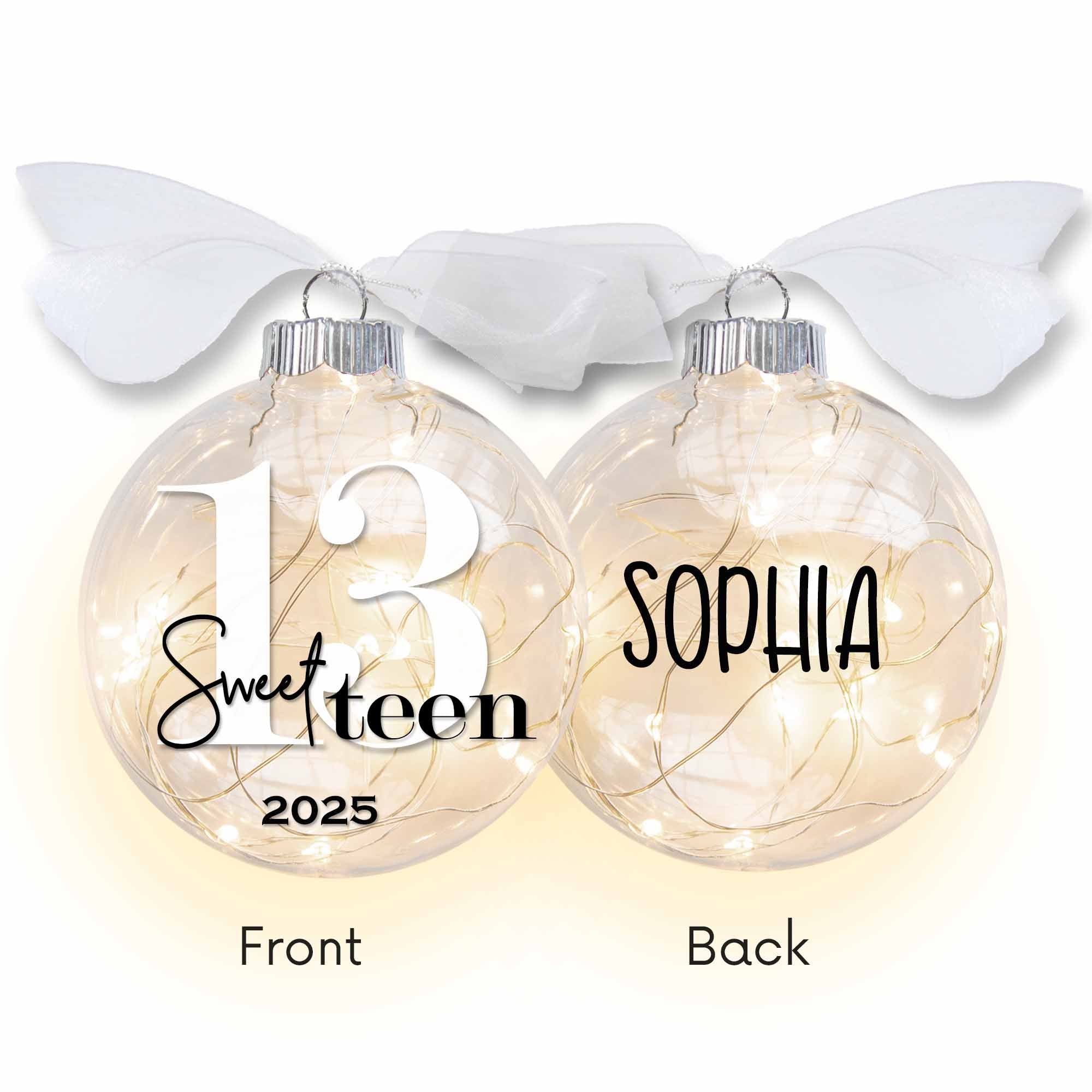 Personalized 13th Birthday Sweet Teen Lighted Christmas Ornament - Custom Name & Year